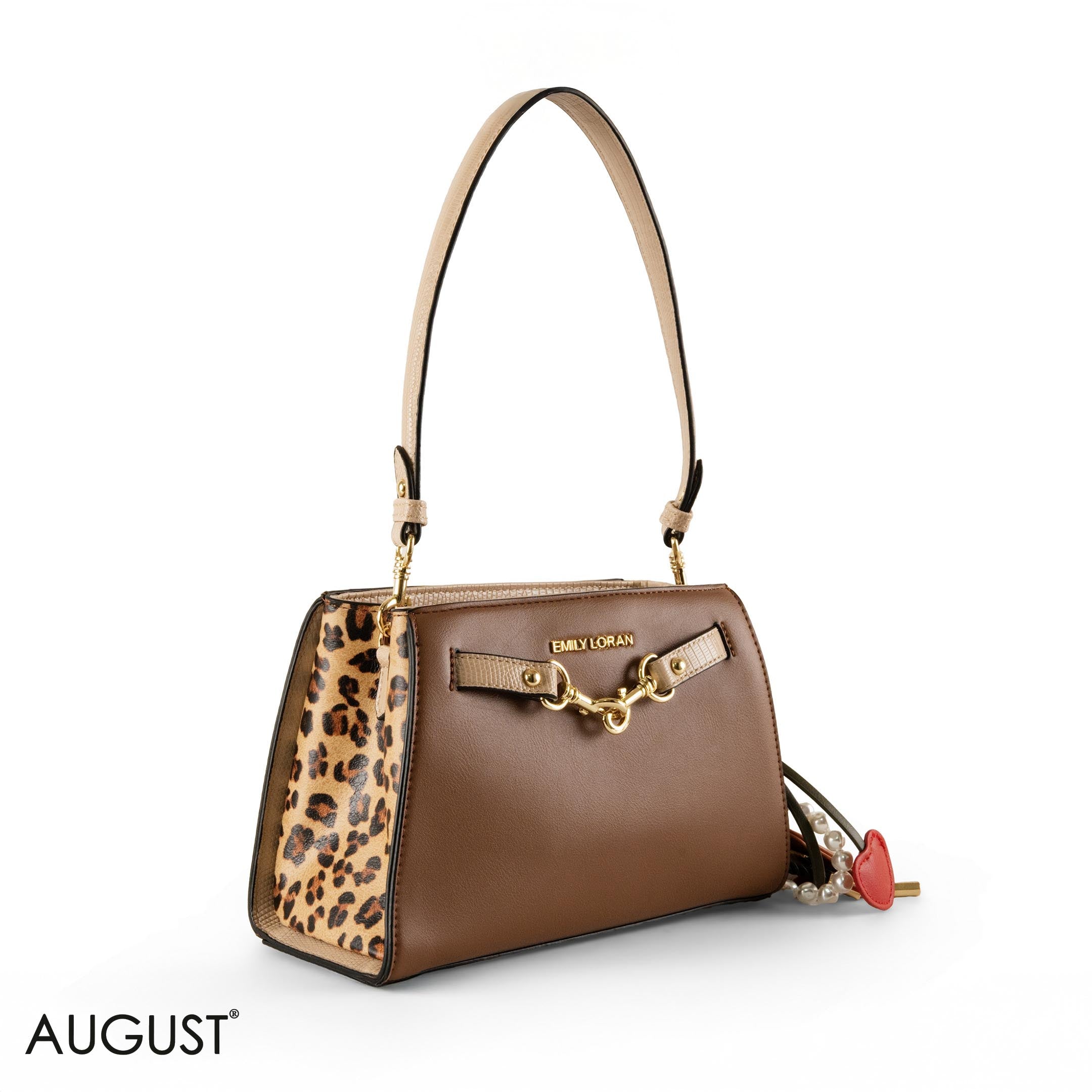 BROWN LEATHER SHOULDER BAG WITH ACCESSORIES- SMALL