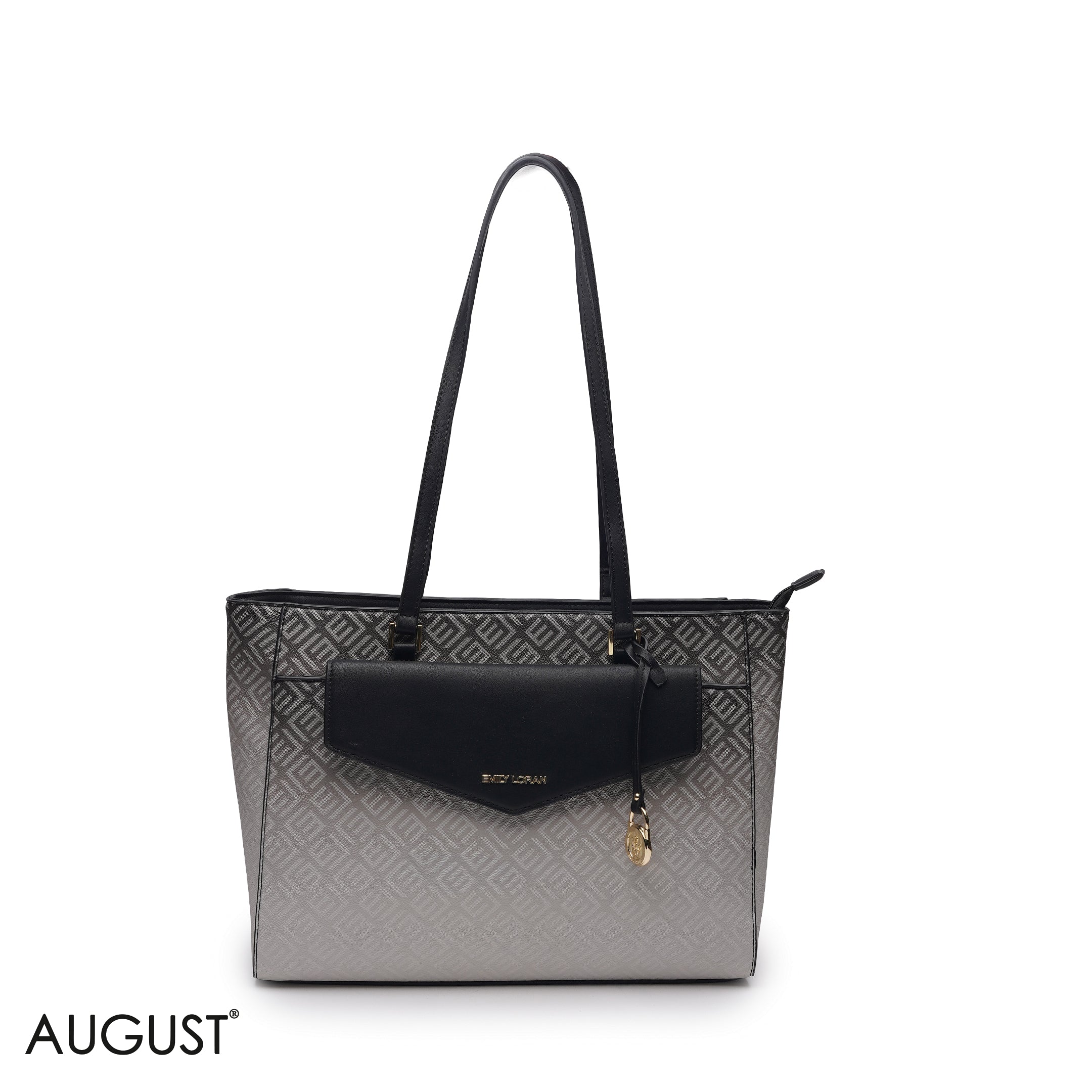 BLACK MONOGRAM PRINT THREE PIECE MATCHING BAG SET