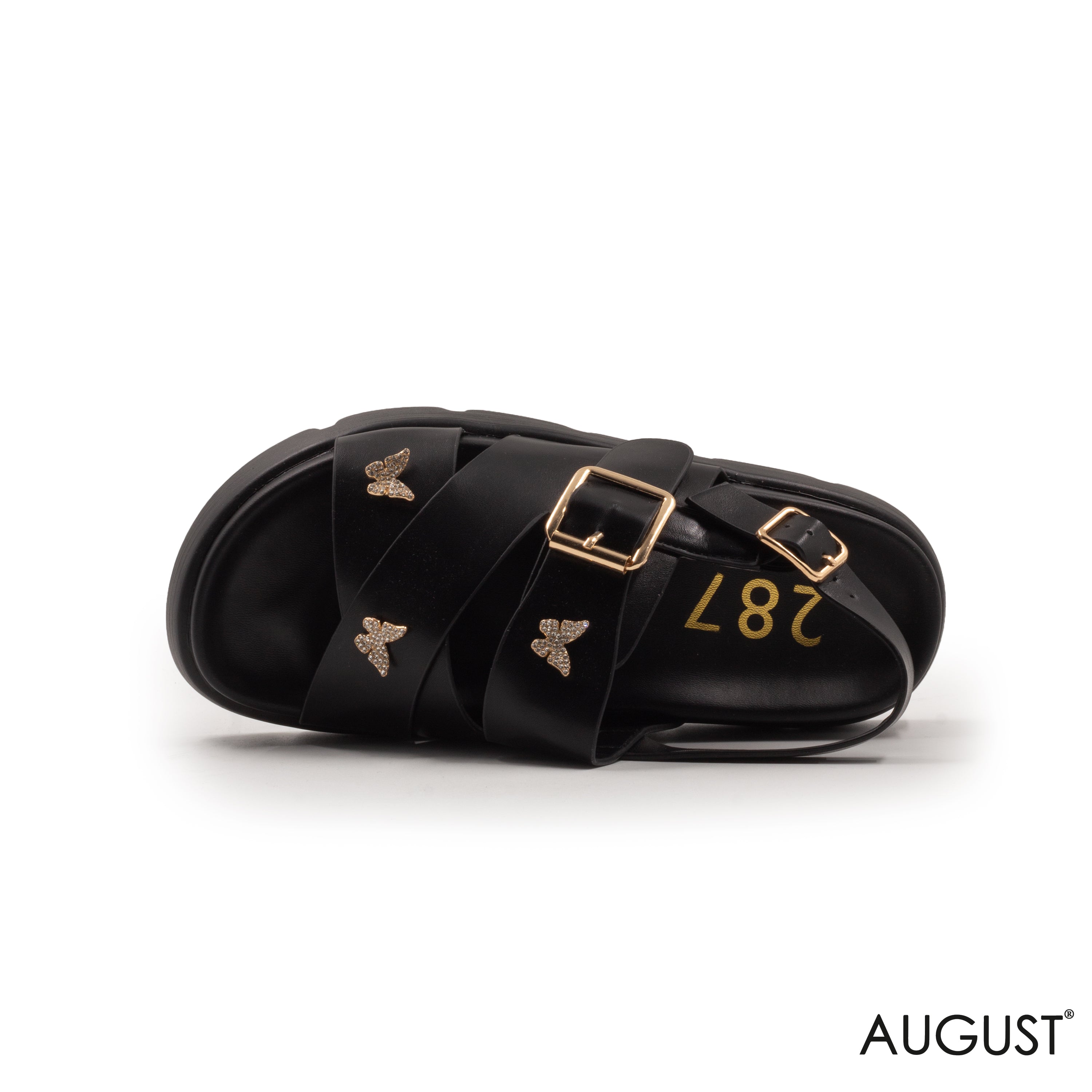 LEATHER THICK SANDALS WITH DETAILS BUTTERFLIES