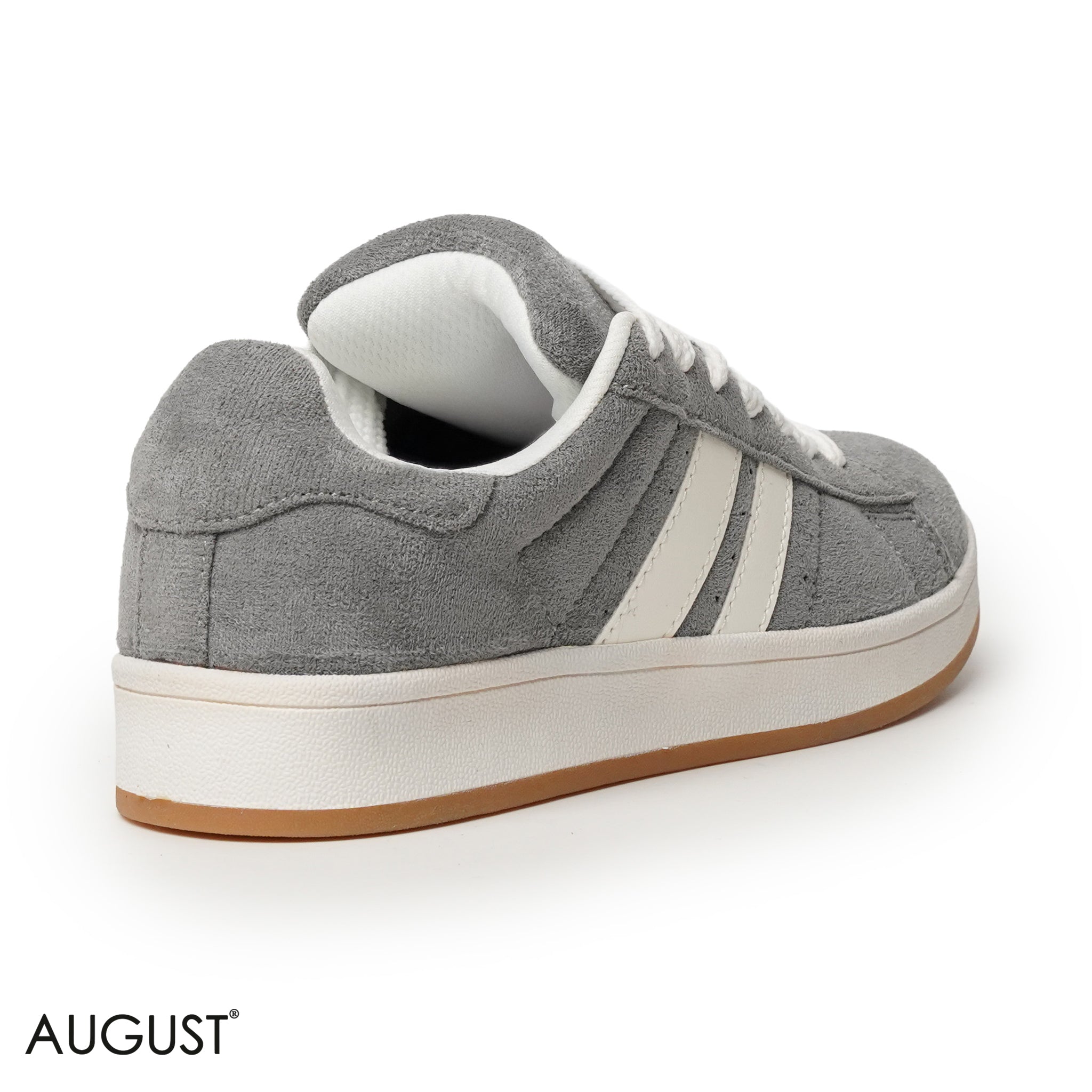GREY SUEDE UPPER SNEAKERS WITH RUBBER SOLE, CANVAS LACES