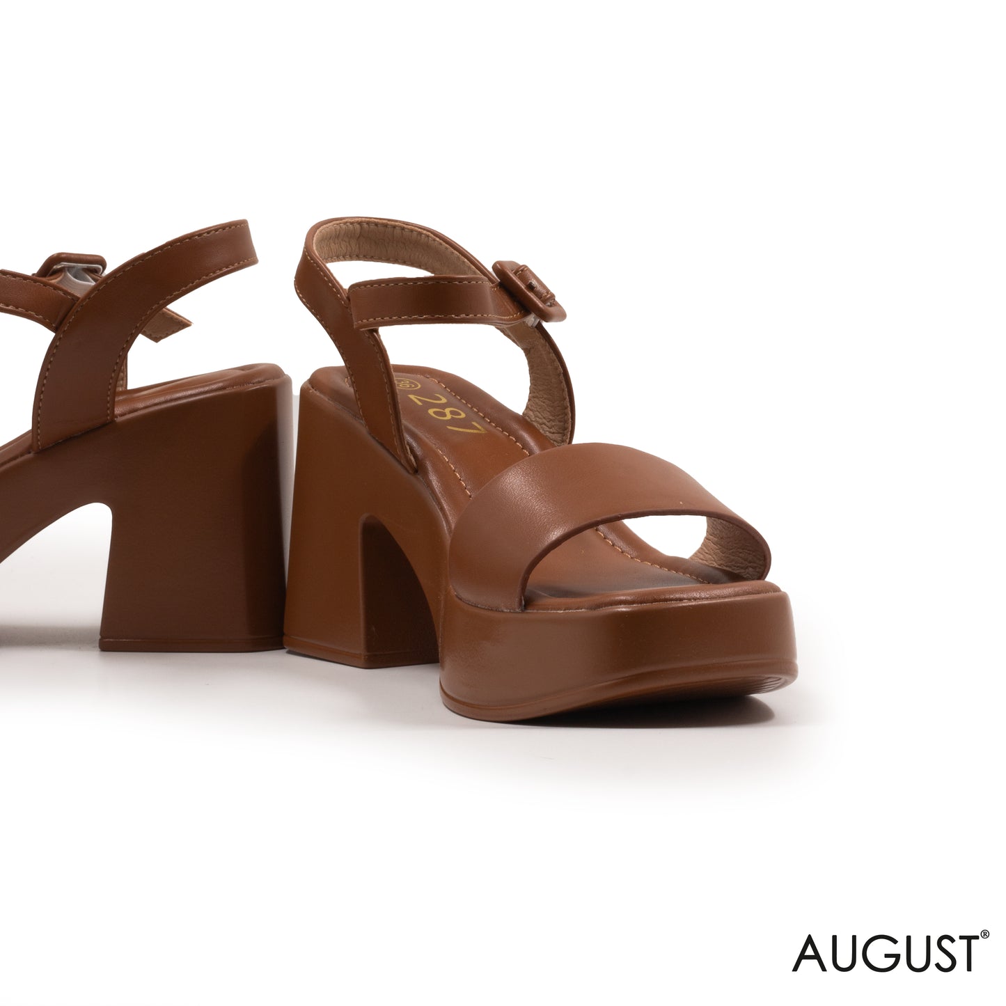SMOOTH LEATHER HEELED SANDALS WITH BUCKLE