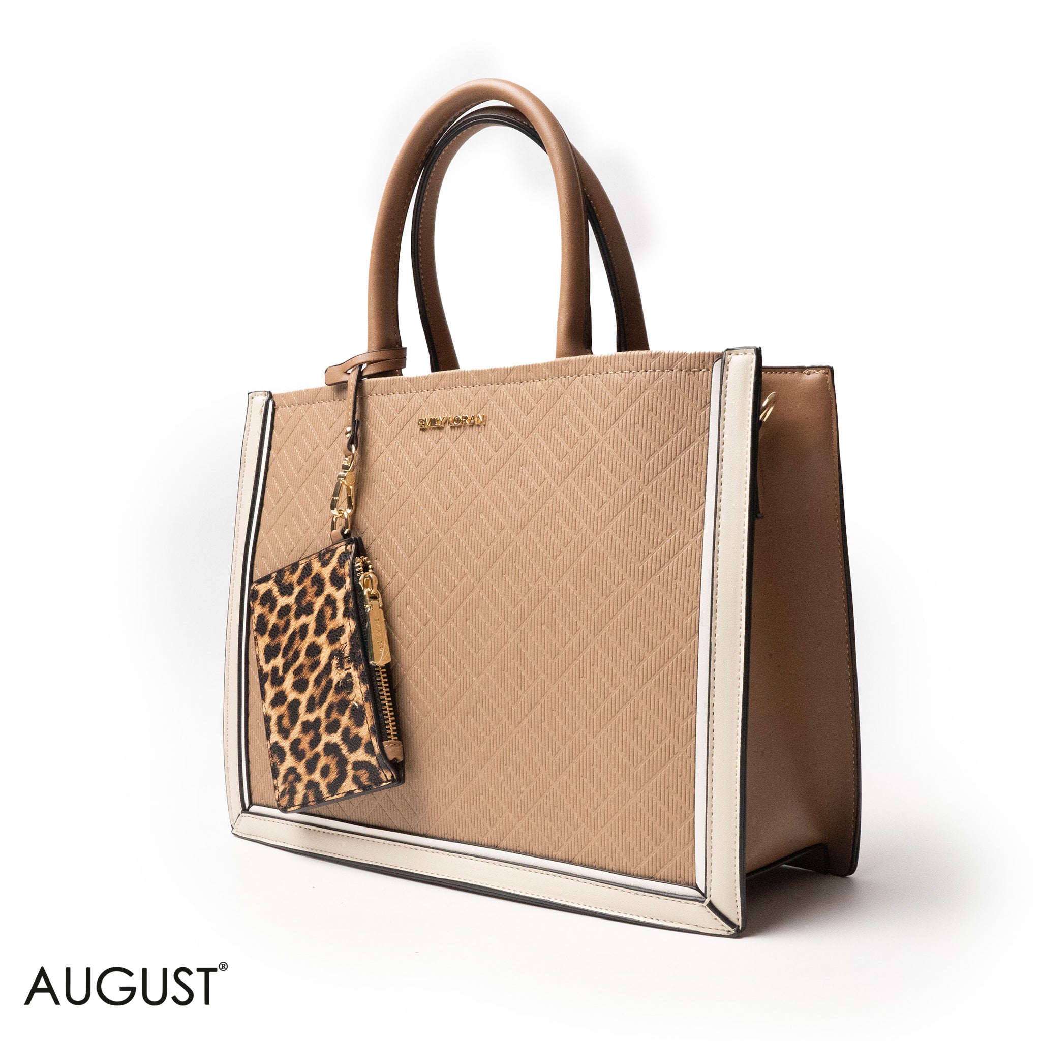 LEATHER HANDBAG WITH LEOPARD DETAIL TOUCH - LARGE