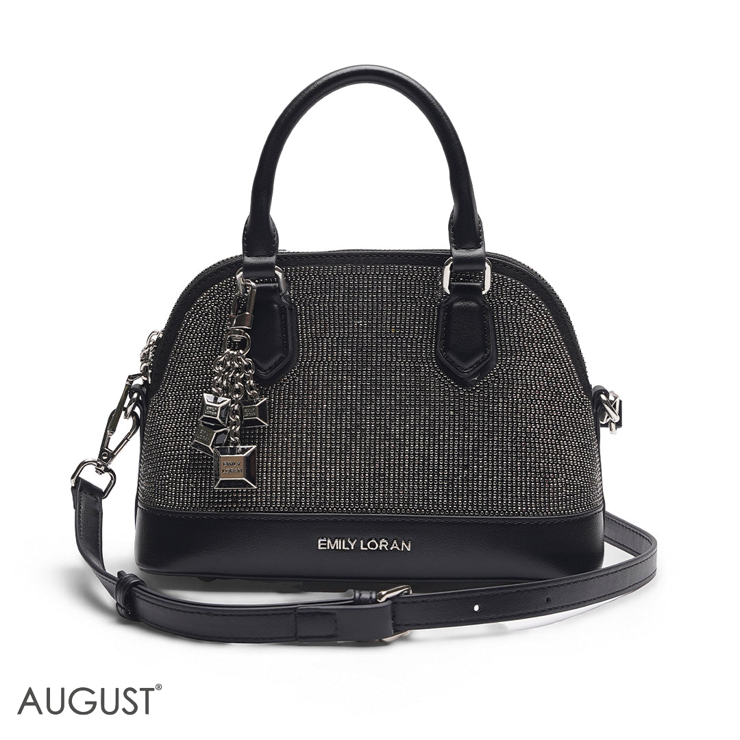 BLACK GLITTER DOME BAG