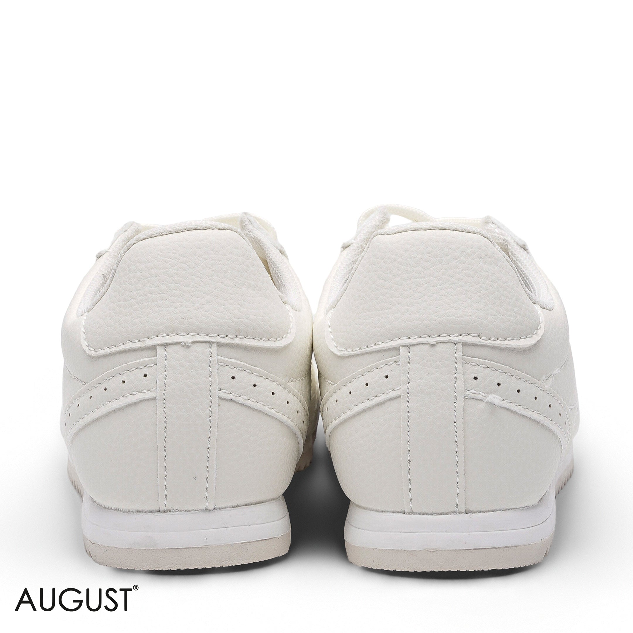 ELEGANT CLASSIC WHITE GRAINED LEATHER SNEAKER