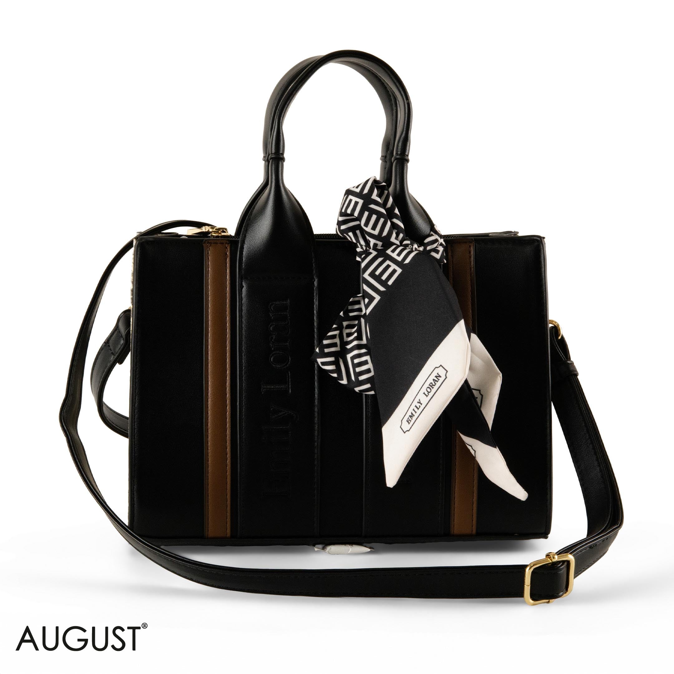 SPECIAL DESIGN LEATHER HANDBAG WITH SCARF - MED