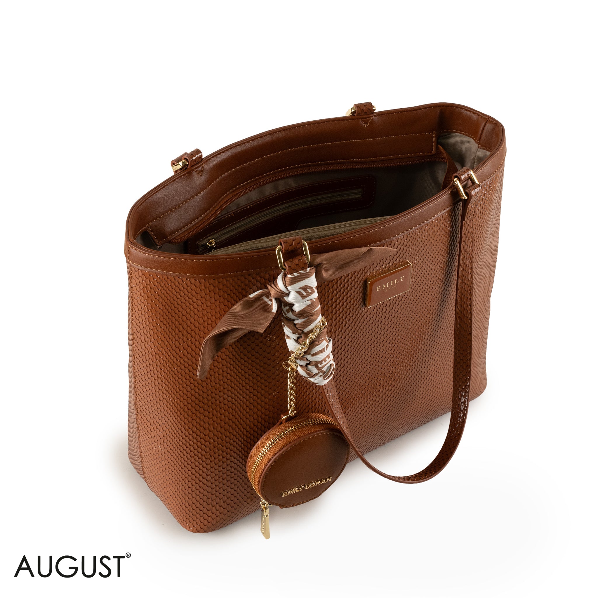 GLOSSY SNAKE LEATHER SHOULDER BAG WITH SCARF - LARGE