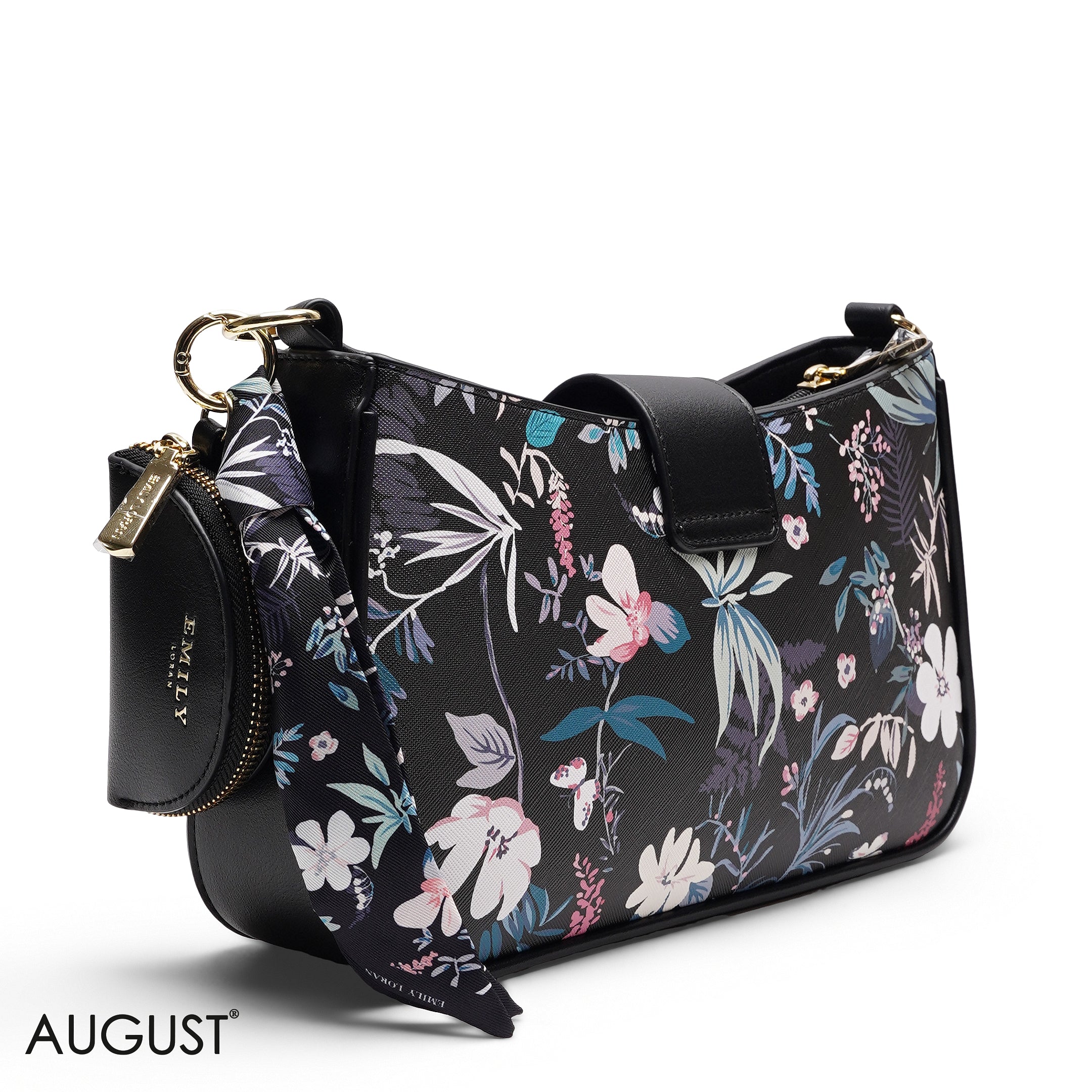 TEXTURED SHOULDER BAG WITH POUCH AND SCARF