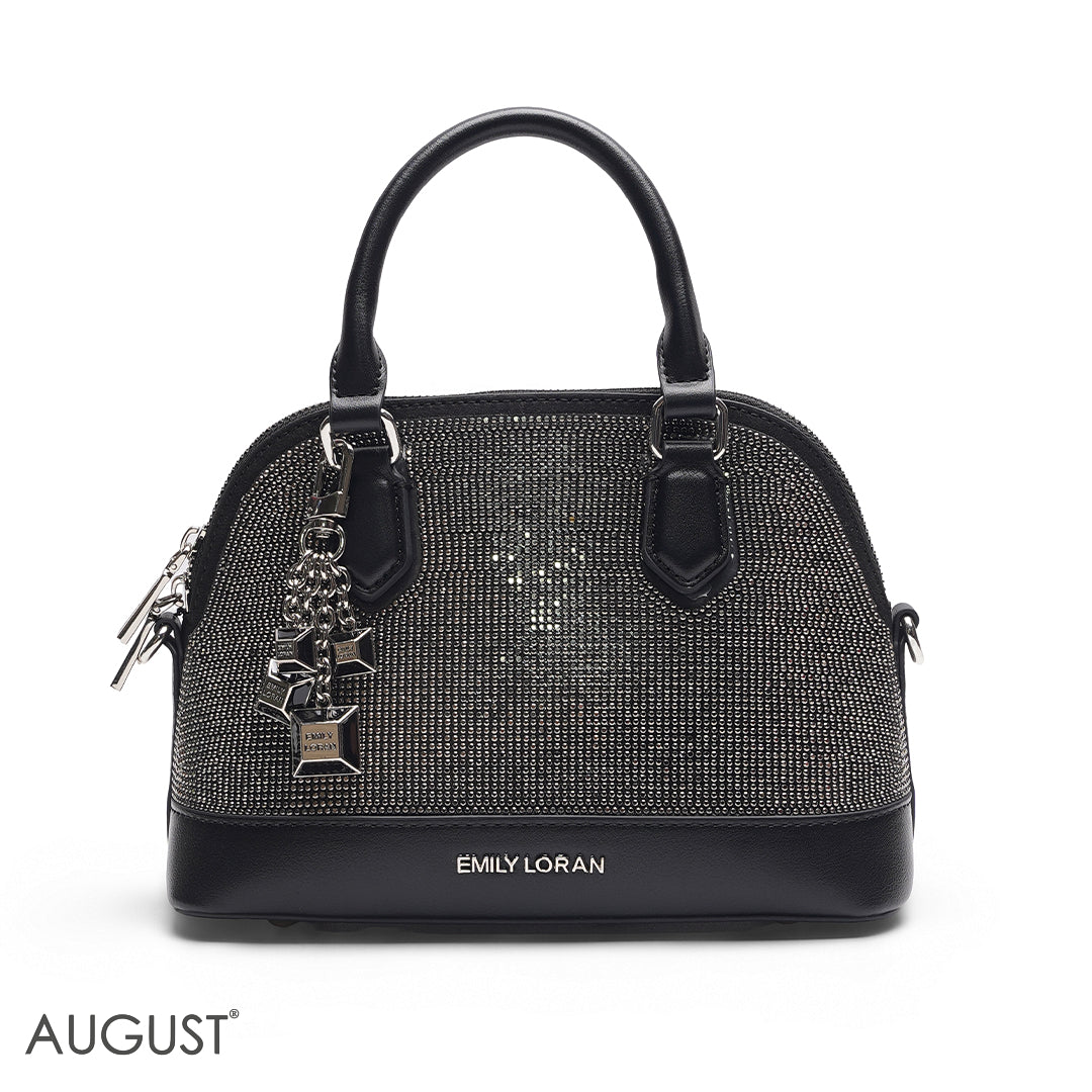 BLACK GLITTER DOME BAG