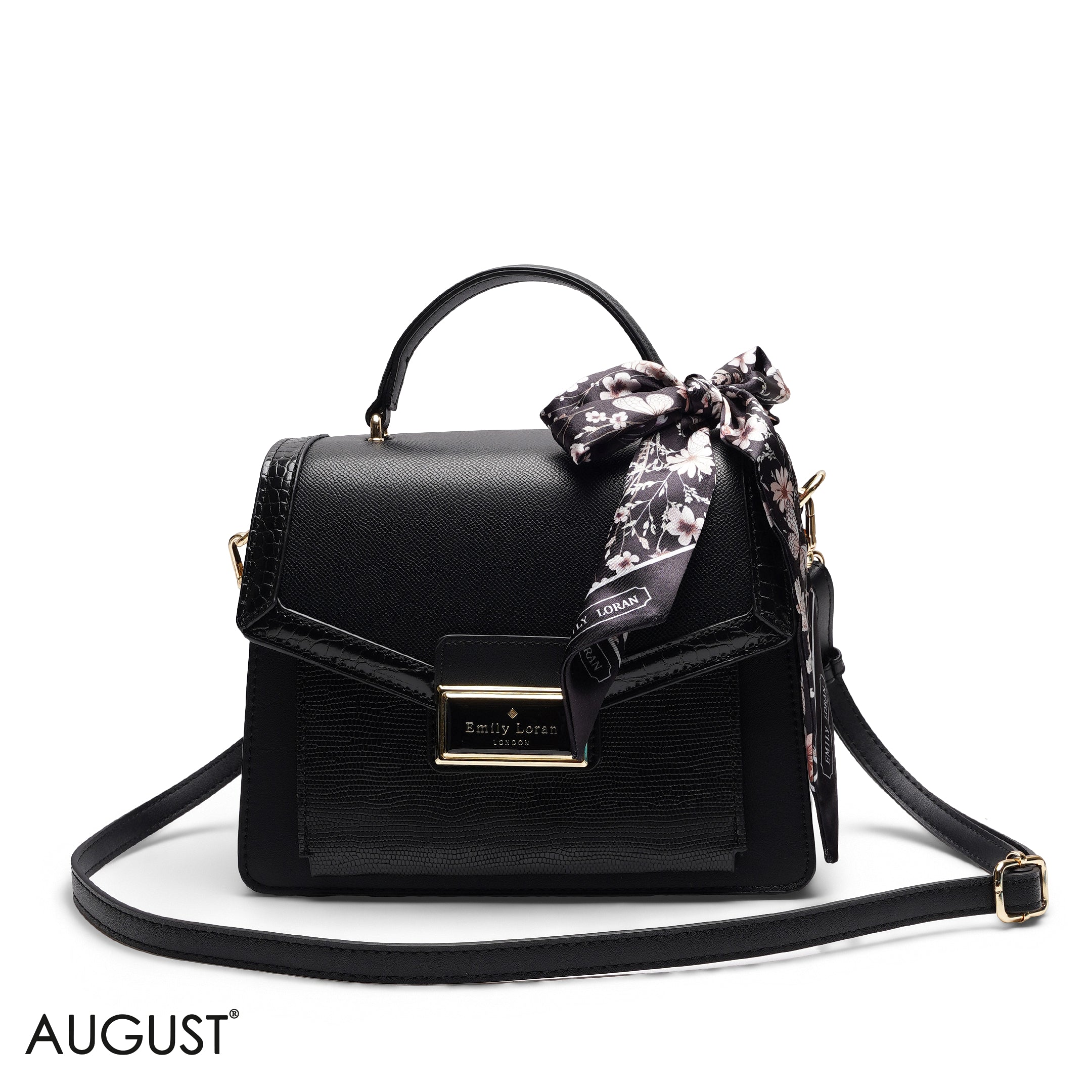 STRUCTURED TOP HANDLE BAG WITH SCARF