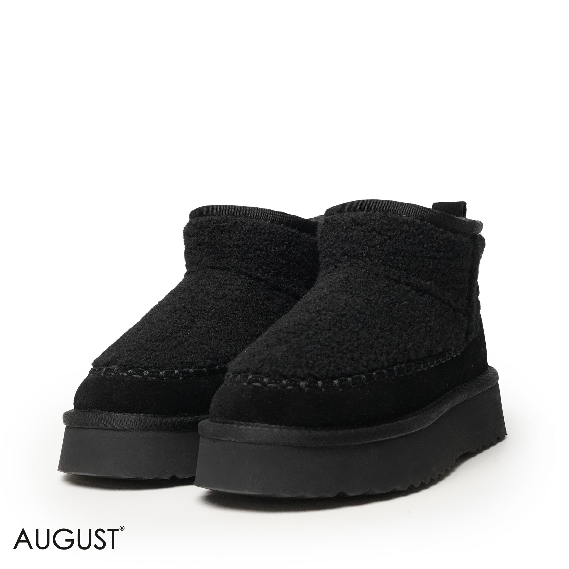 BLACK SUEDE LEATHER UGGS WITH FUR TOUCH