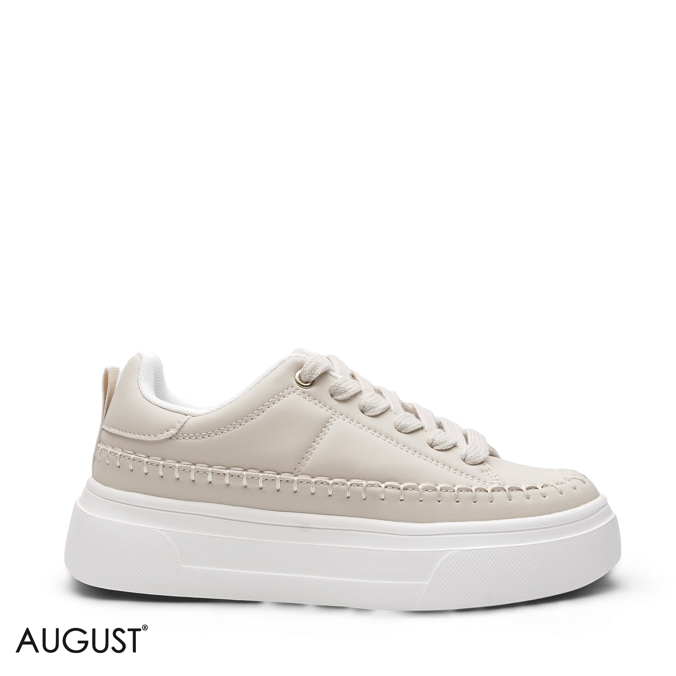 ELEGANT SAND BEIGE STITCHED PLATFORM SNEAKER
