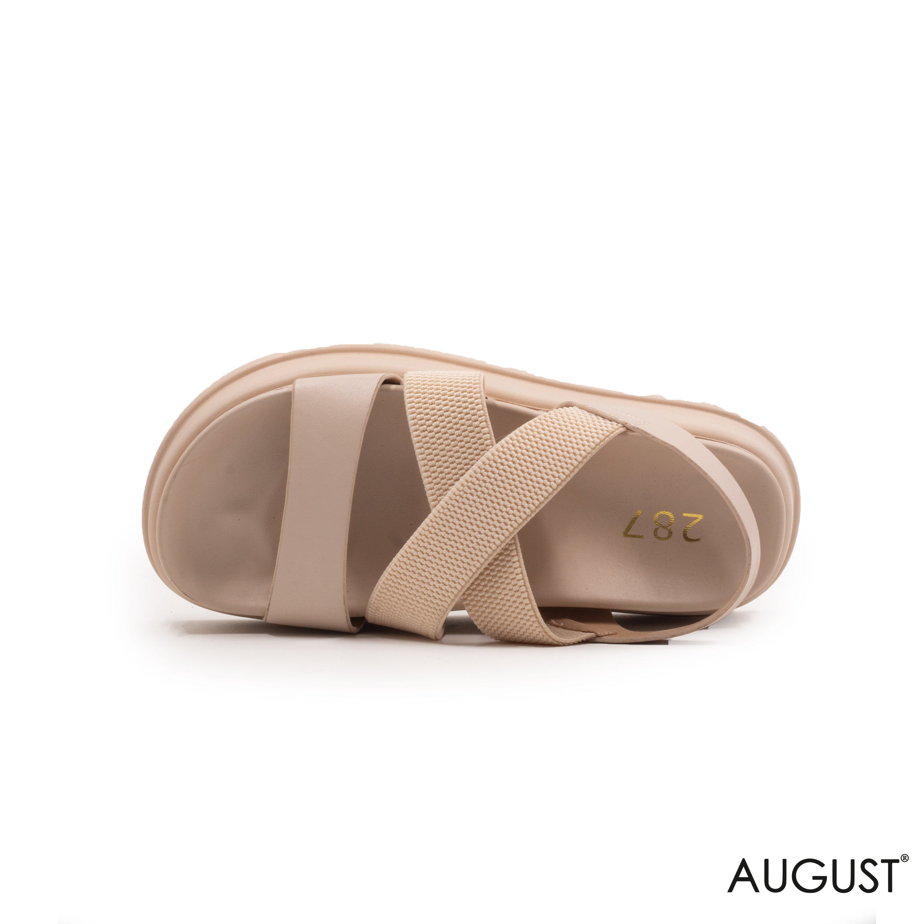 BEIGE STRAPPY SANDALS WITH RUBBER SOLE