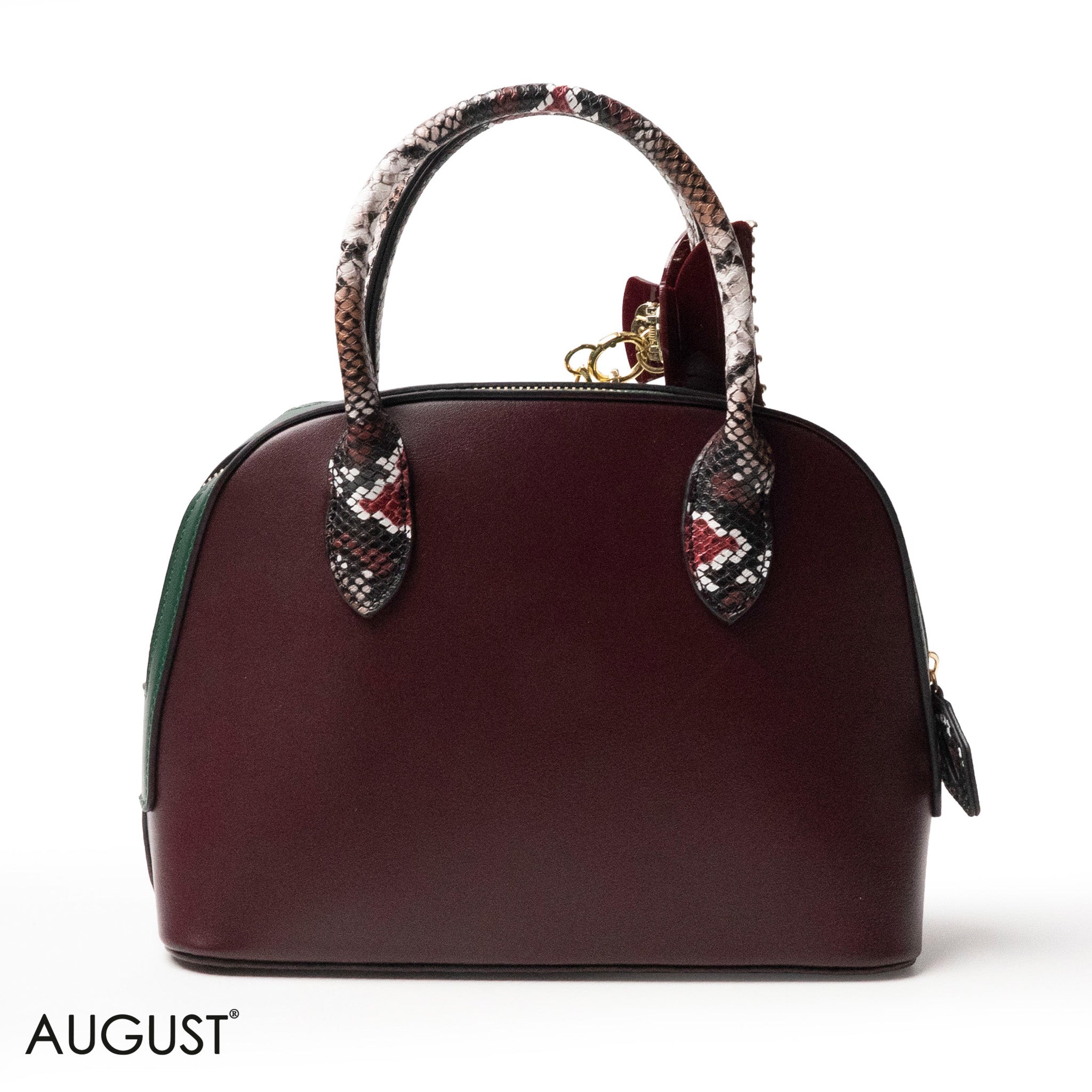 EMILY LORAN EMBOSSED LEATHER HANDBAG WITH ACCESSORIES - MED