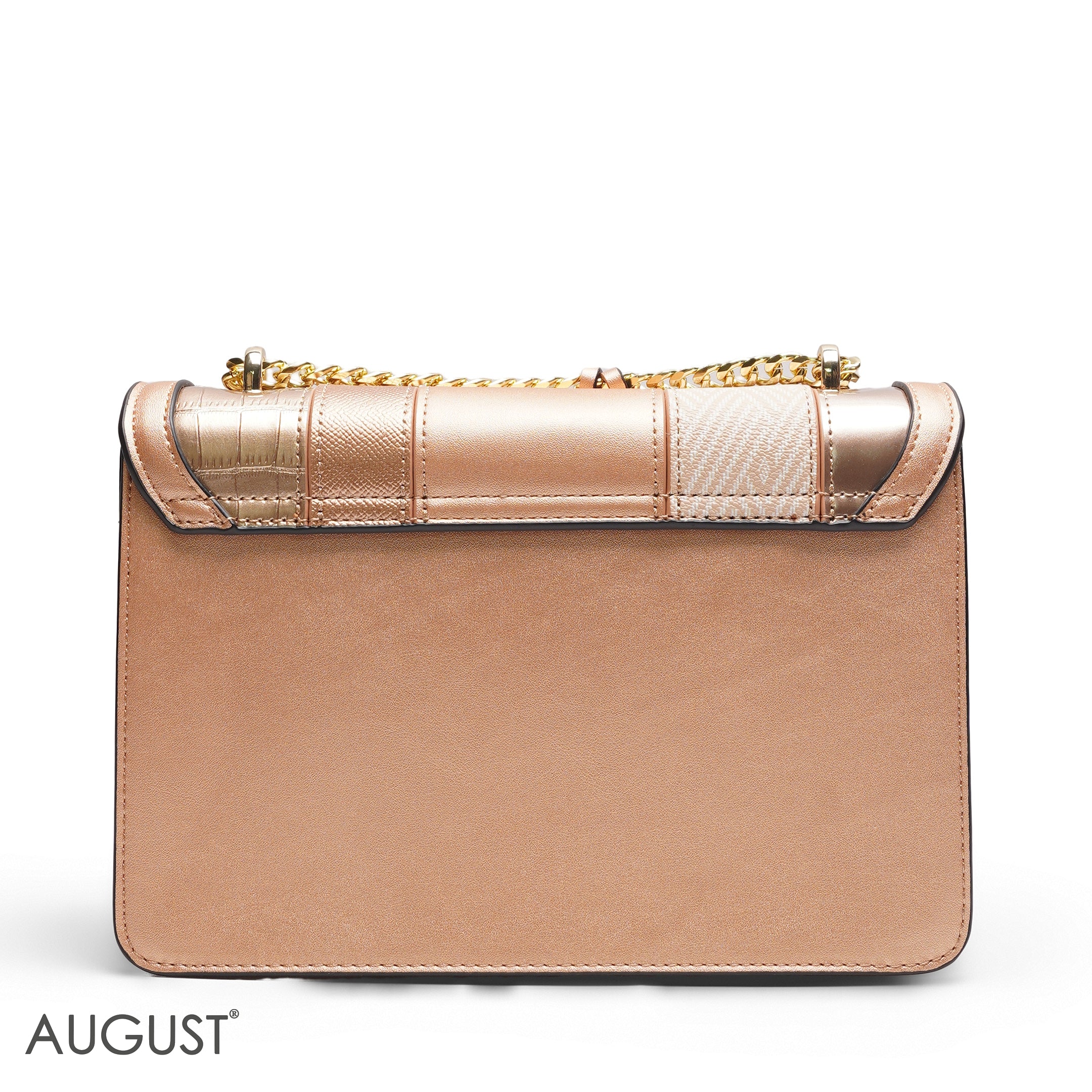 EMILY MULTI-TEXTURE ROSE GOLD CROSSBODY BAG - MED