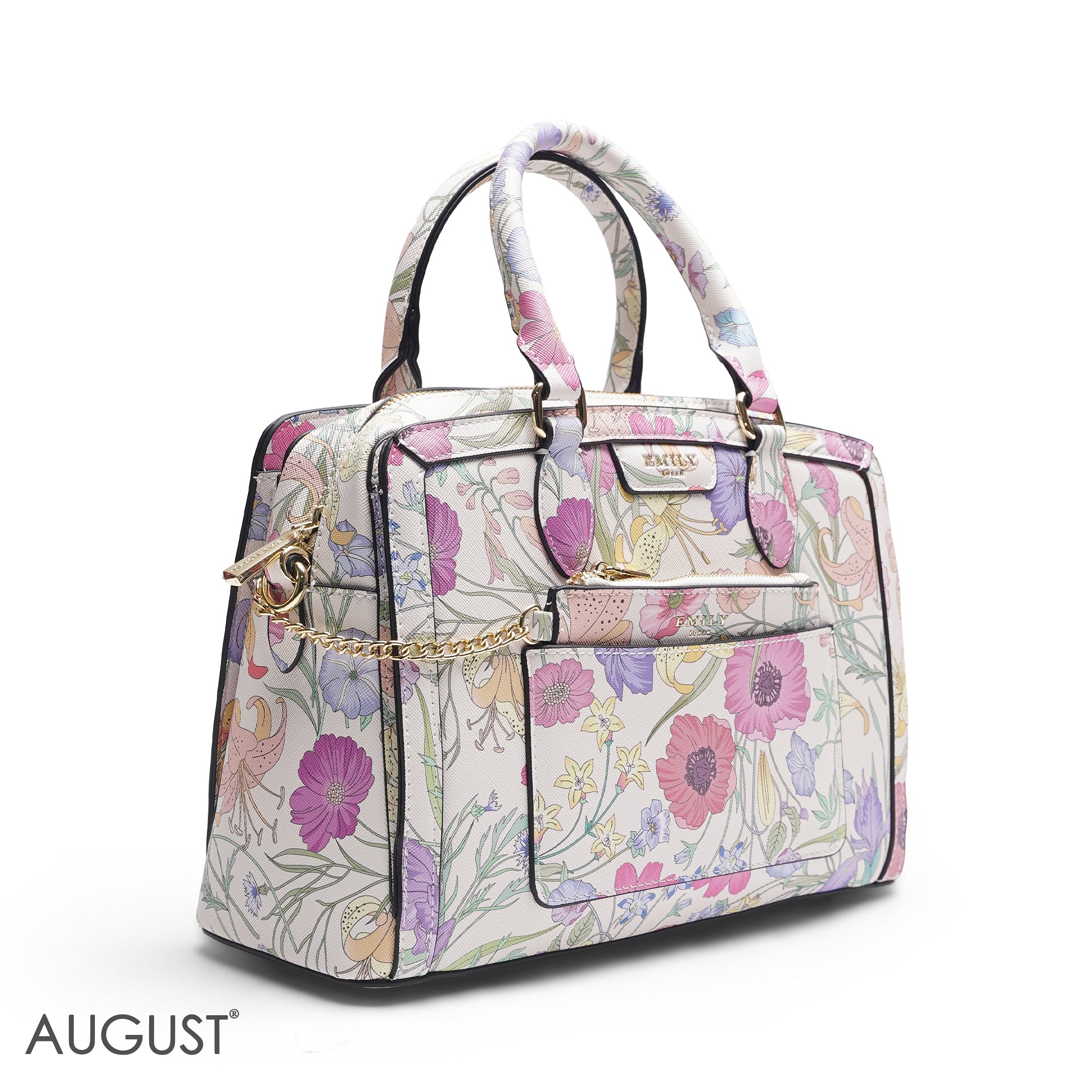 EMILY FULL FLORAL PRINT BAG WITH MINI POUCH - MED