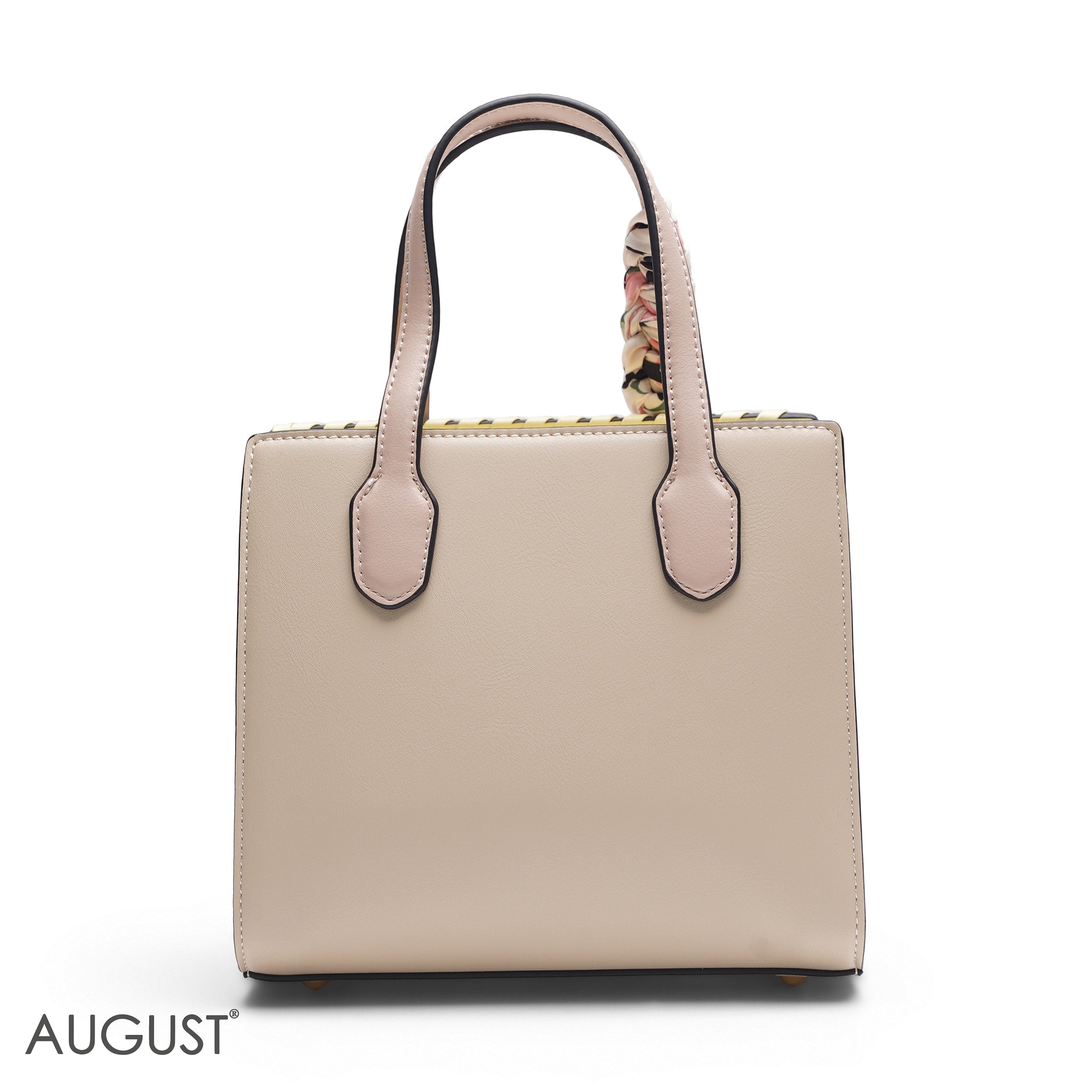 BEIGE & PINK TOTE WITH BLUE POUCH