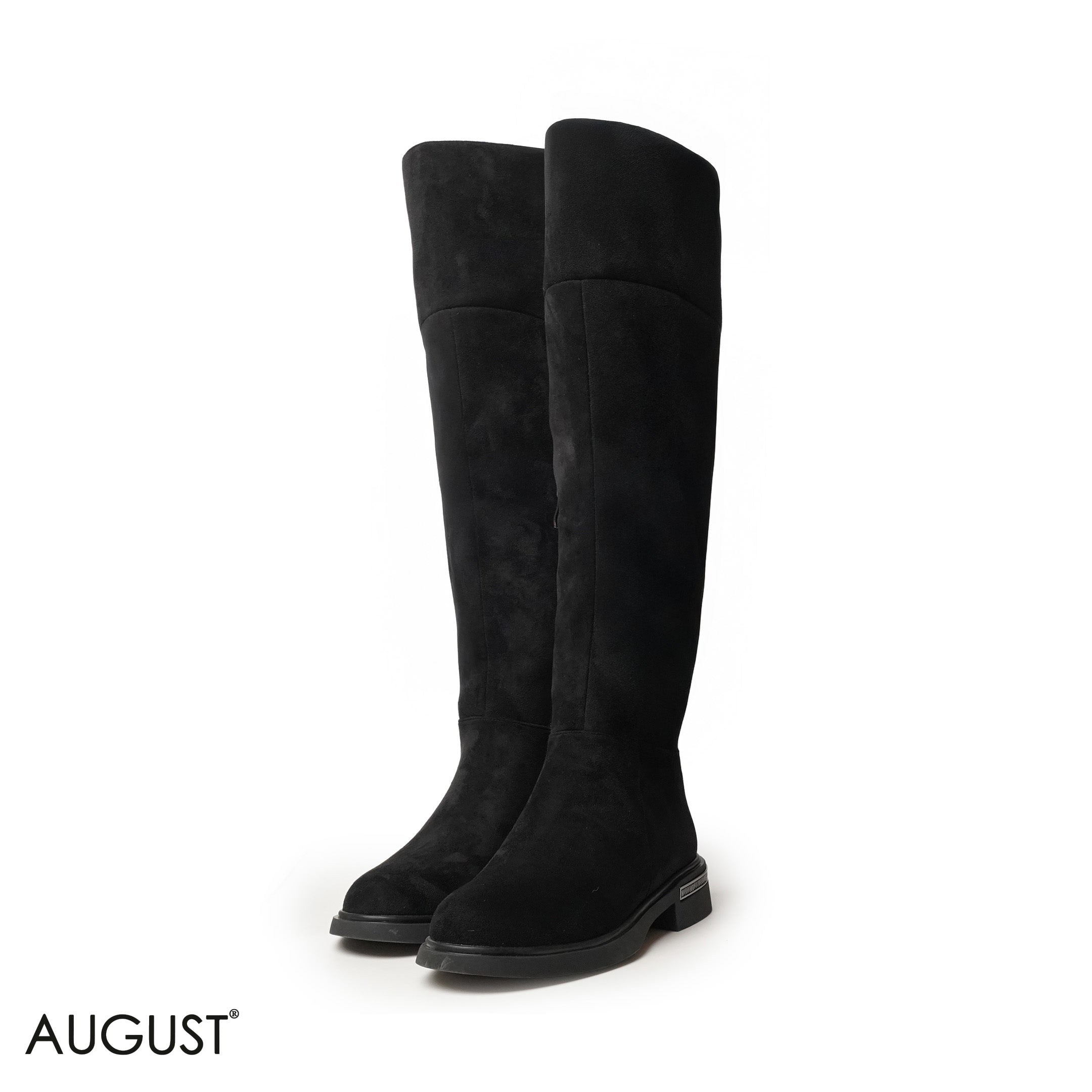 CHAMOIS LEATHER KNEE-HIGH BOOTS WITH SIDE ZIPPER