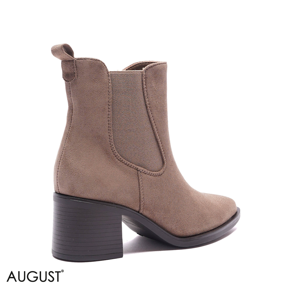 SUEDE GORE-PANEL BLOCK HEEL BOOTS