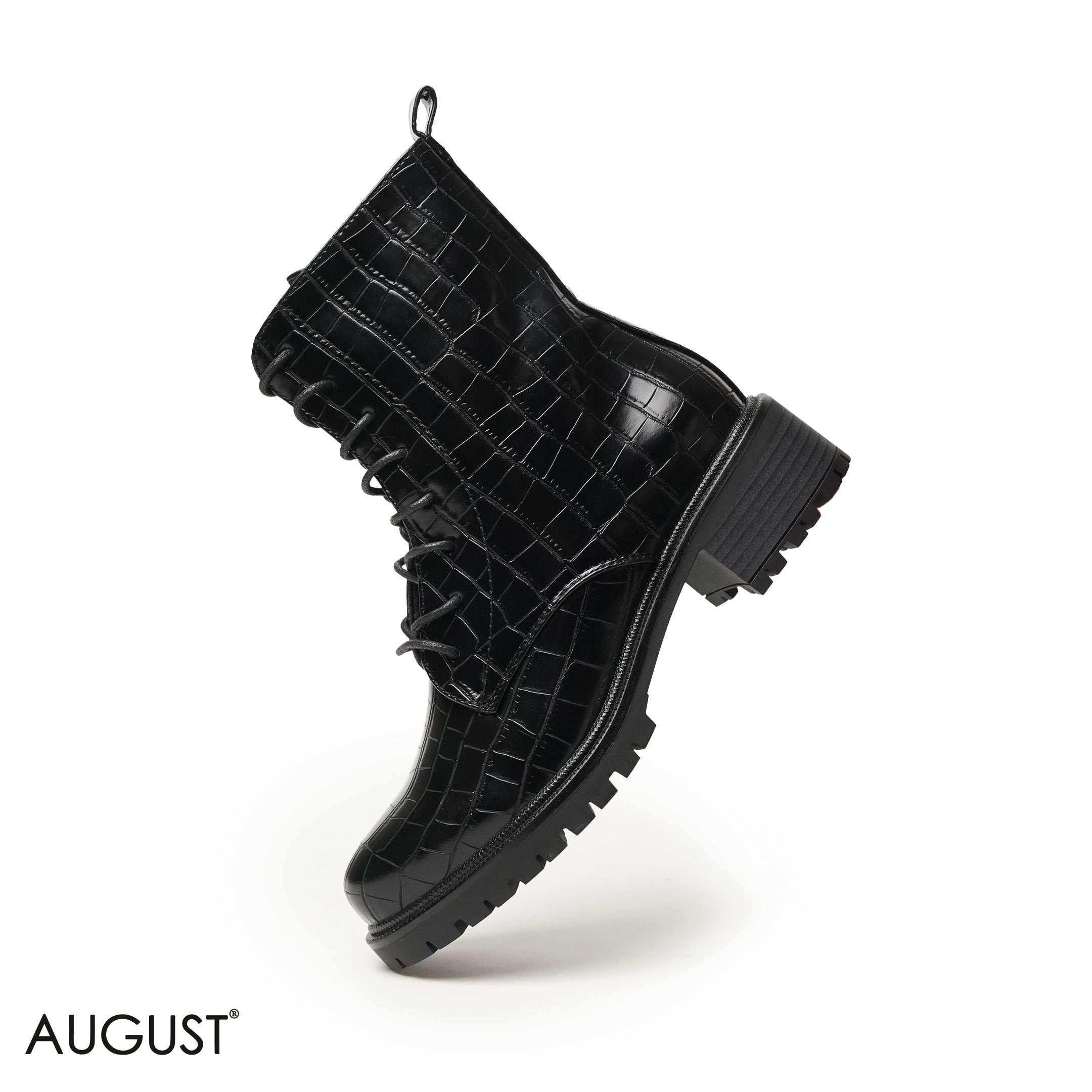 CROC LEATHER ANKLE BOOTS WITH BOND