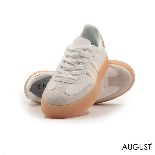 LEATHER SNEAKERS SPORTY STRIPE RUBBER SOLE