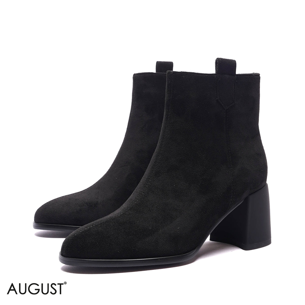 SIDE-ZIP SUEDE BLOCK HEEL BOOTS