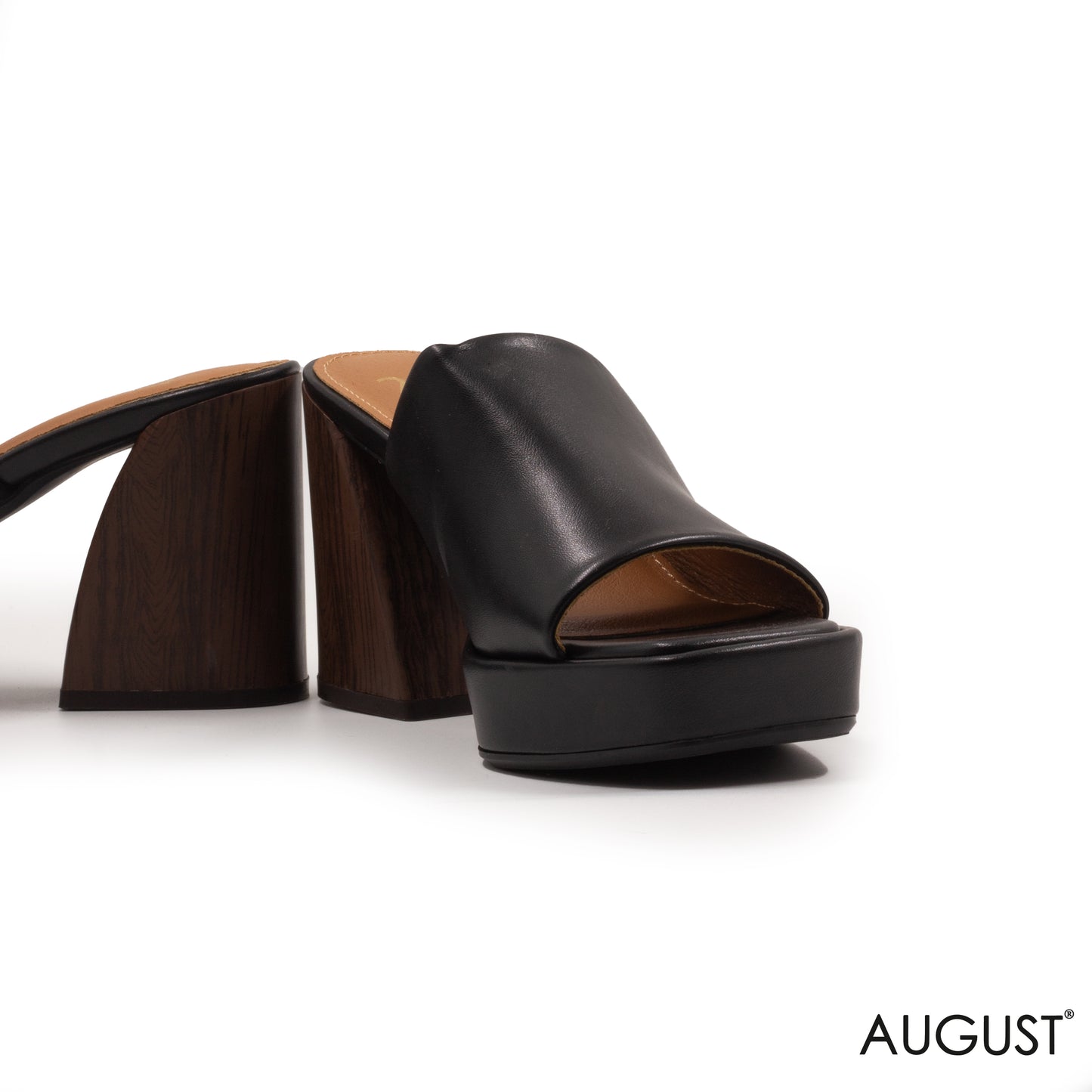 SMOOTH LEATHER SABO WITH WOODEN HEEL