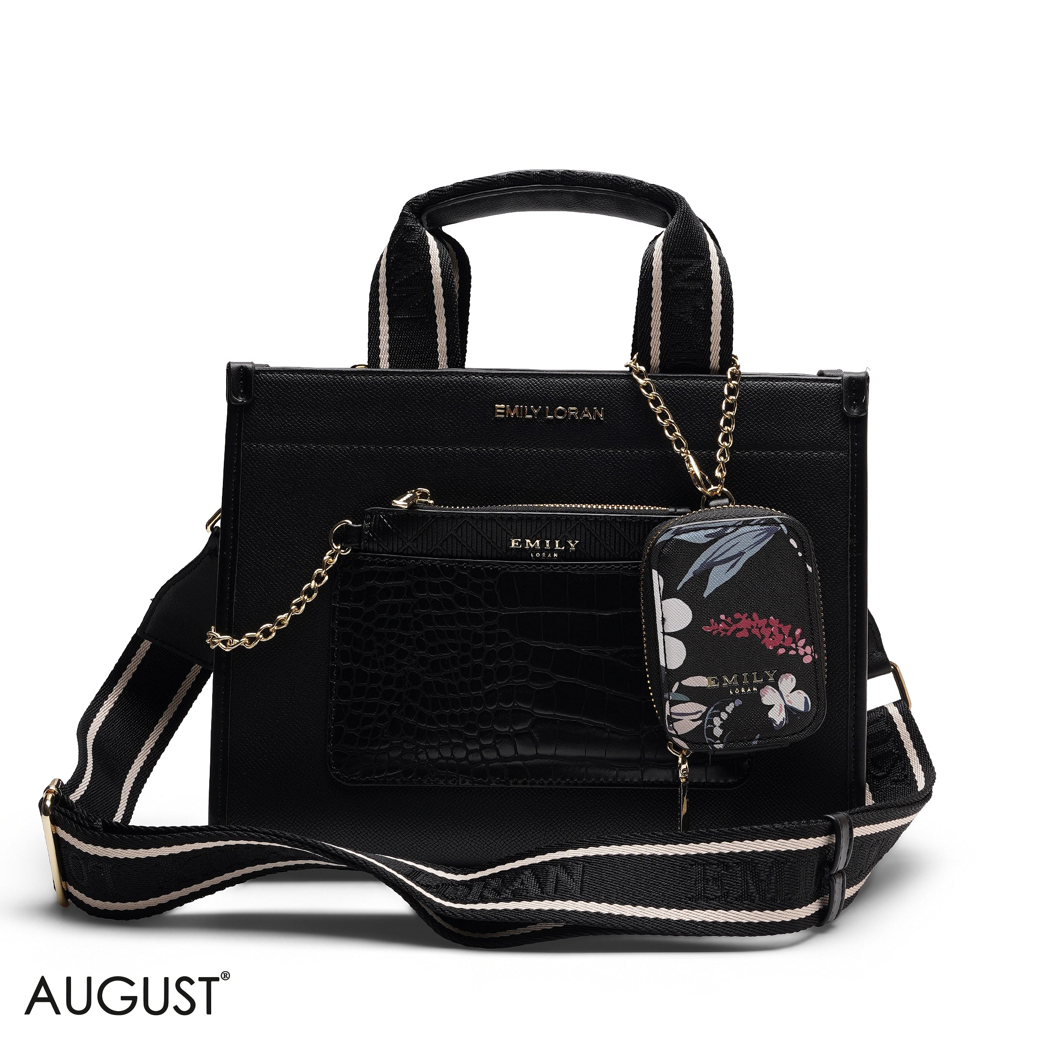 FLORAL STRUCTURED MULTI-POUCH TOTE BAG SET