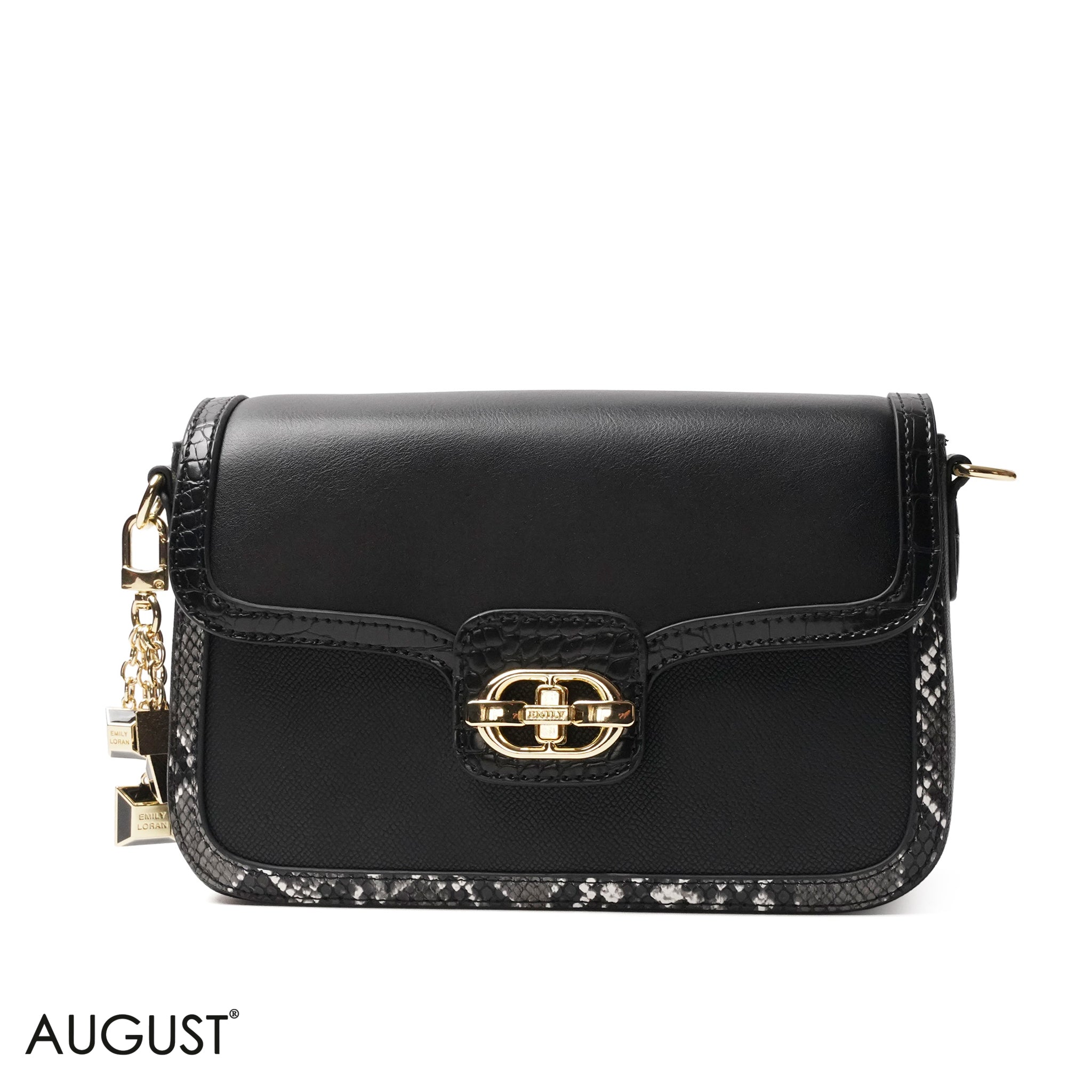 BLACK SMOOTH LEATHER CROSS BODY WITH FLAP - SMALL
