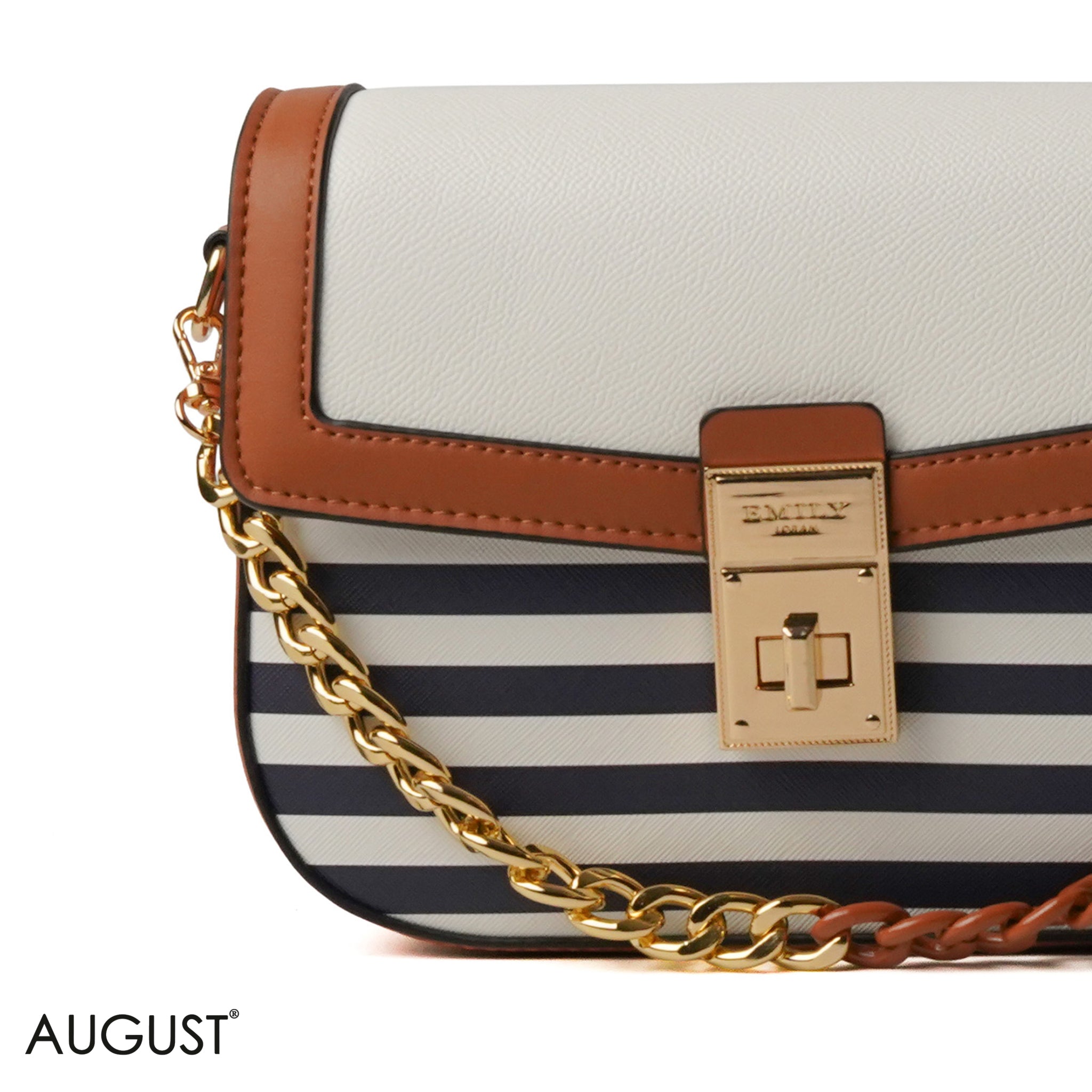 STRIPED CROSS BAG WITH CLASSIC LEATHER - SMALL