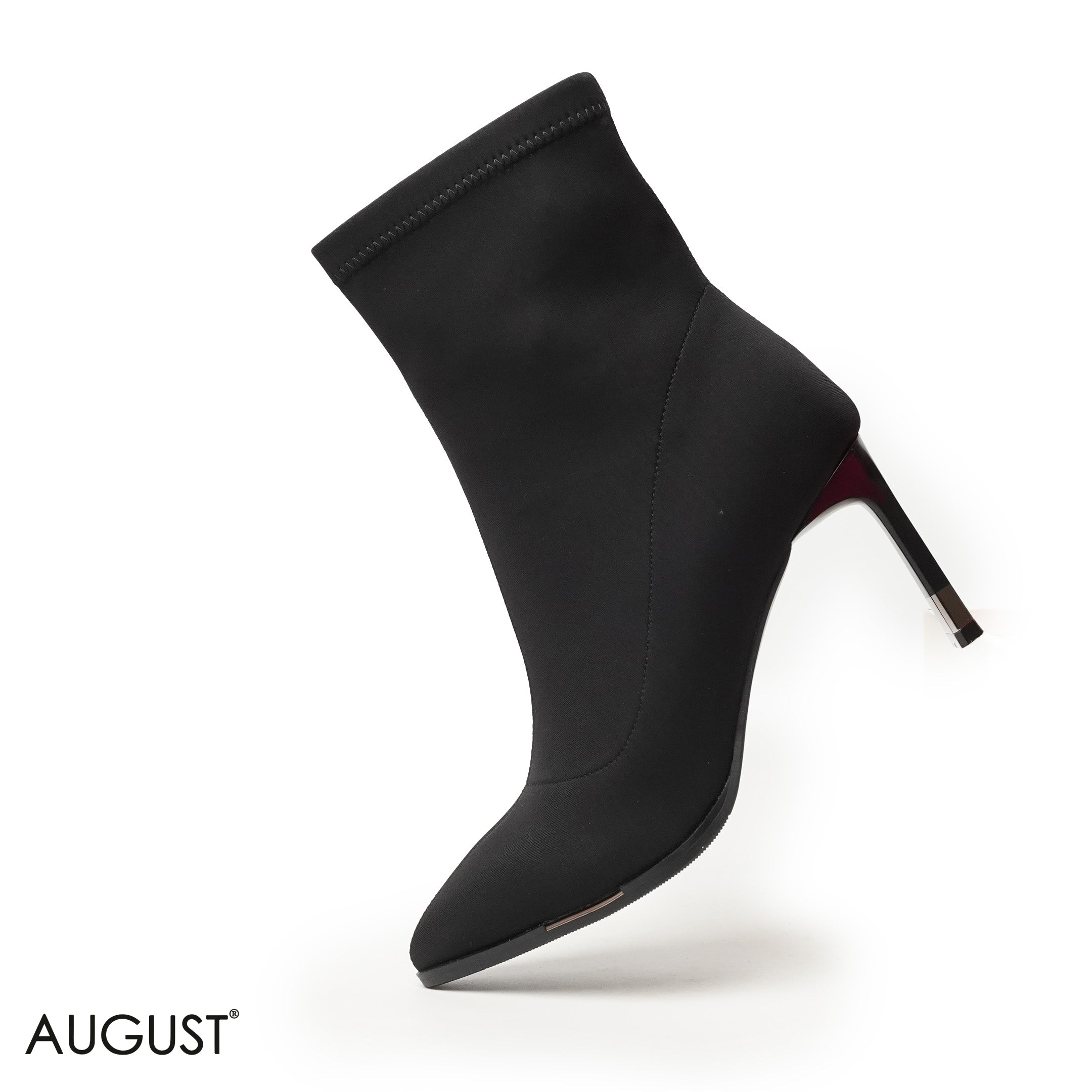 CLASSIC STRETCHY SOCK HEELED ANKLE BOOTS WITH SIDE ZIPPER