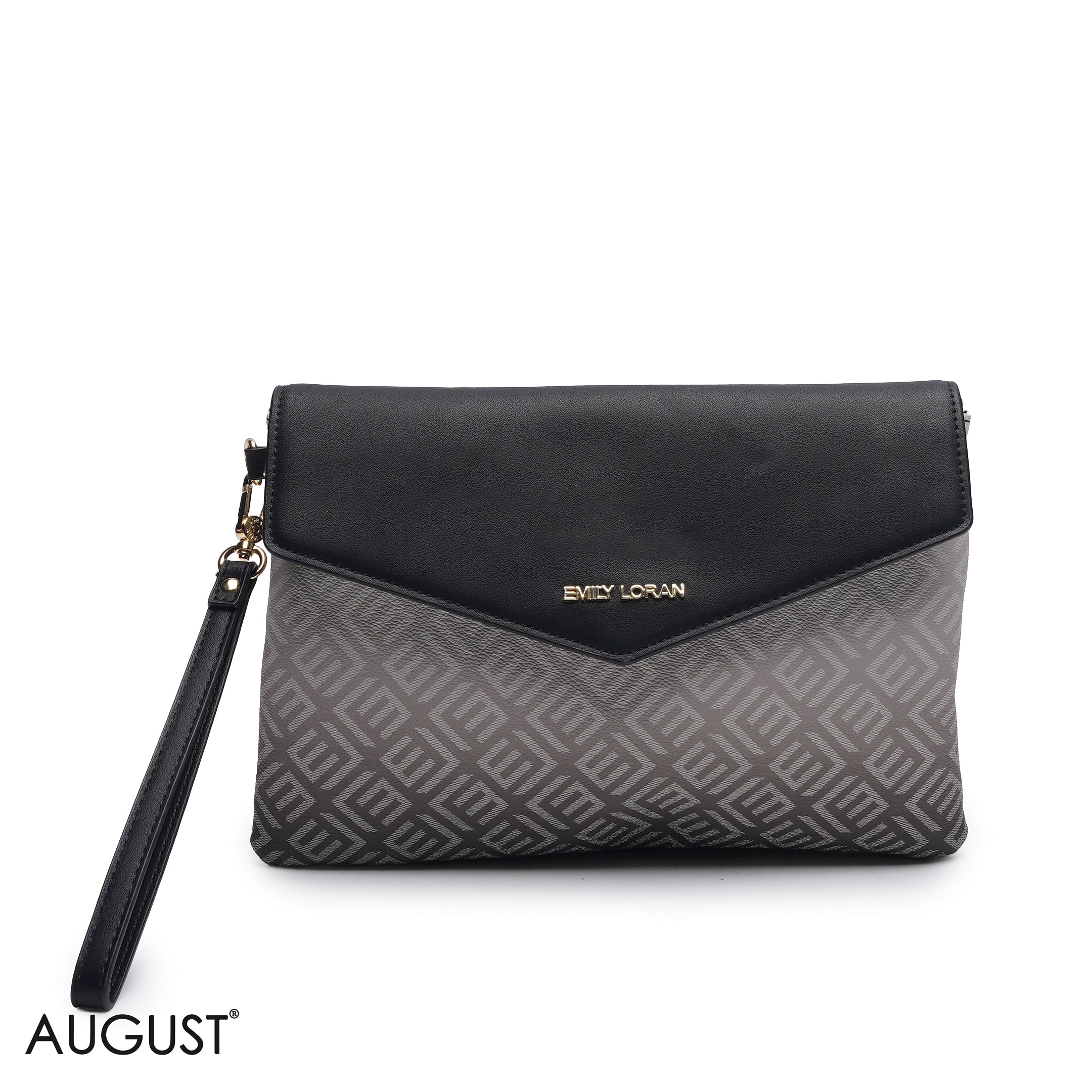 BLACK MONOGRAM PRINT THREE PIECE MATCHING BAG SET