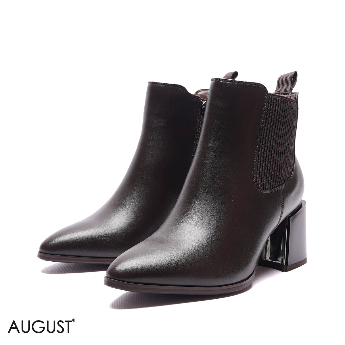 GORE-PANEL POINTED BLOCK HEEL BOOTS