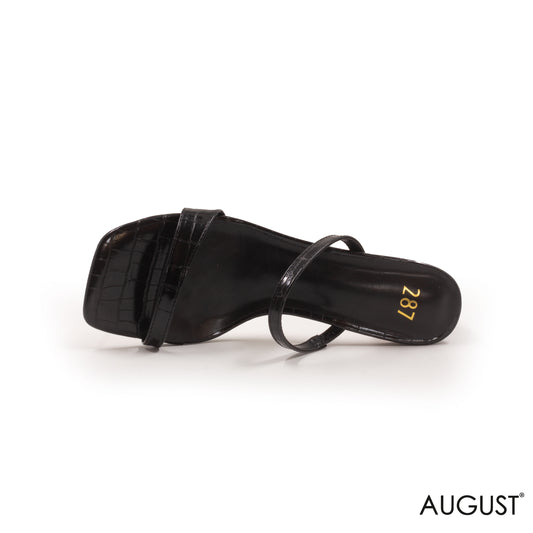 BLACK STRAPS CROC HEELED SABO