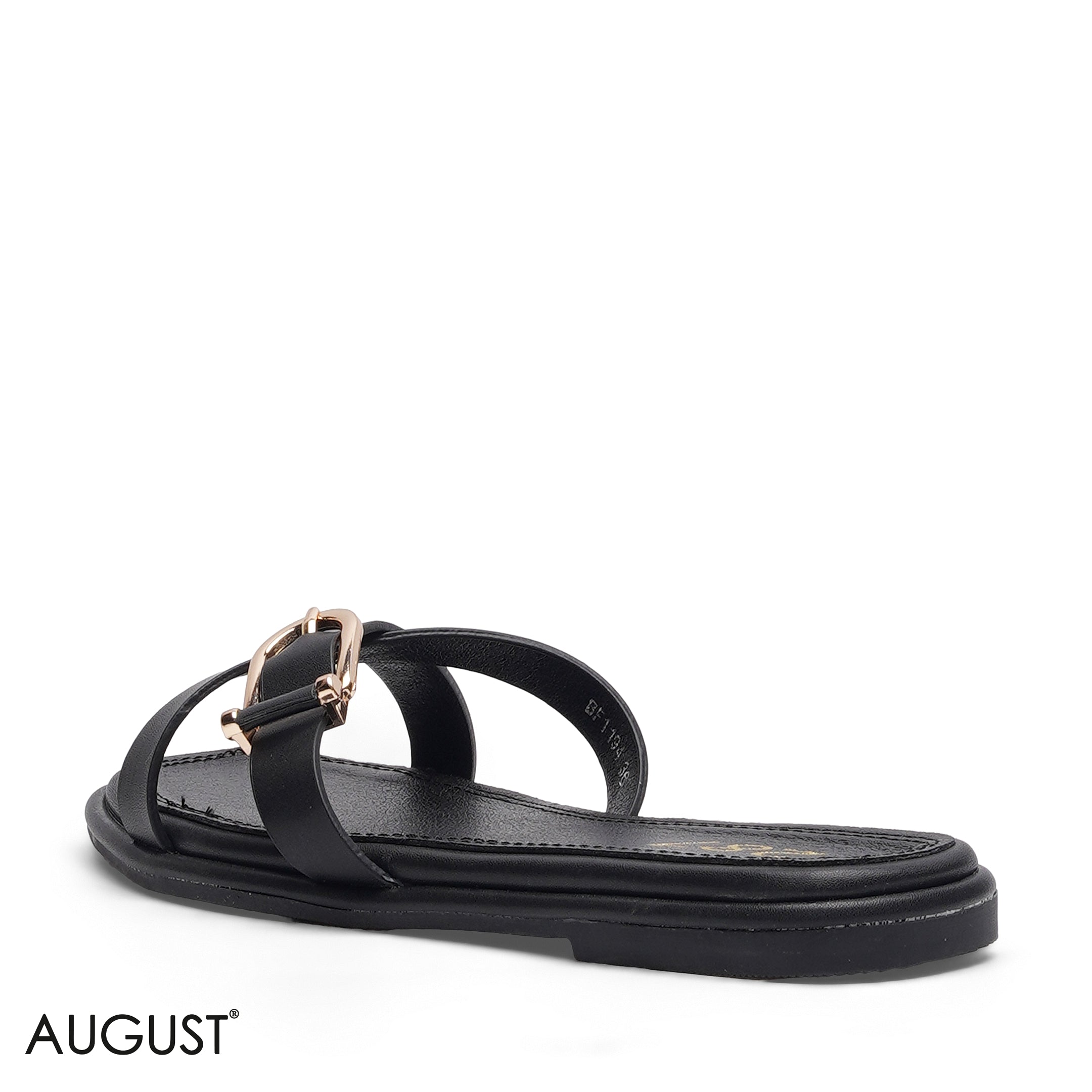 BLACK SLIM CROSS STRAP BUCKLE BAG SLIPPERS