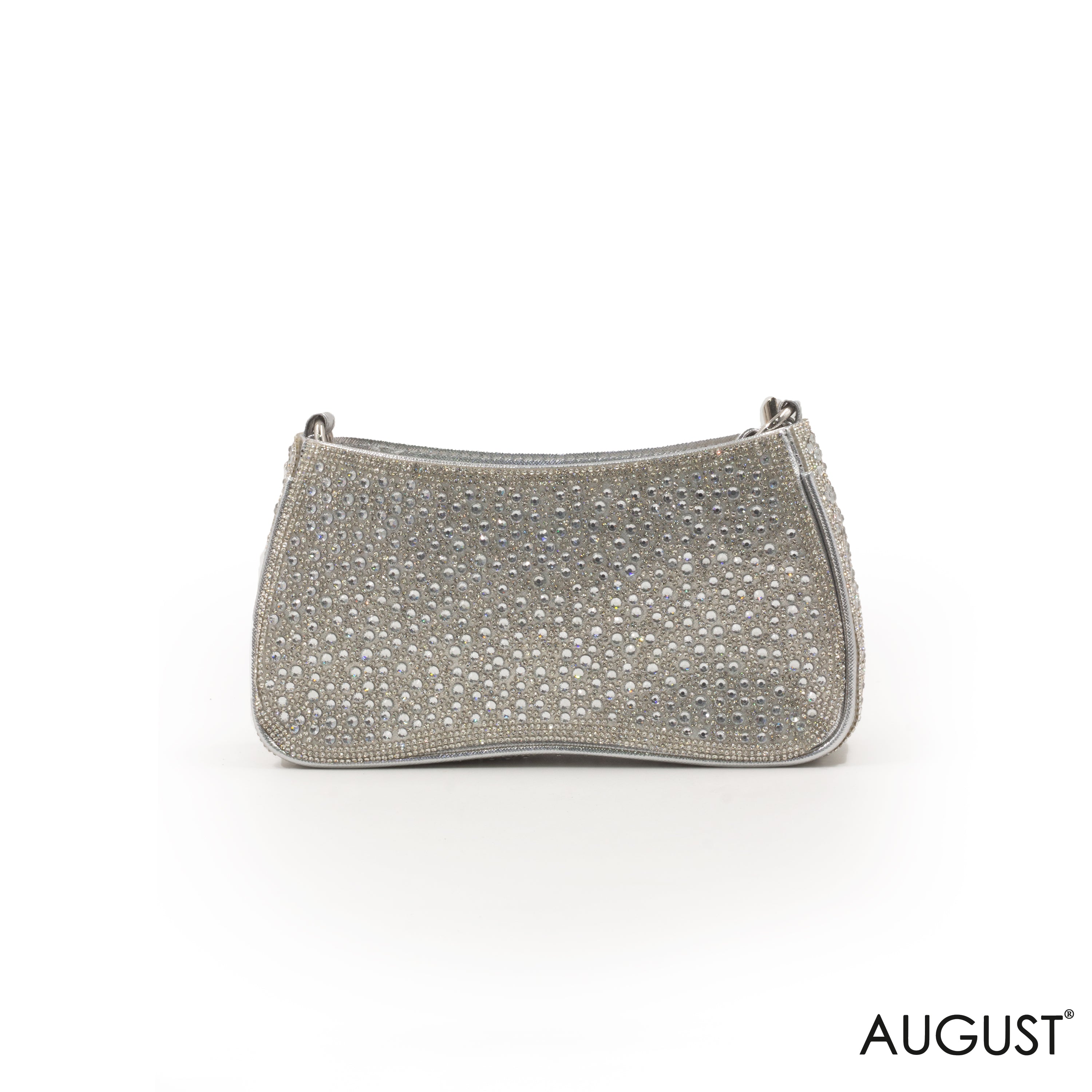 SPARKLING SILVER STUDDED RECTANGULAR CLUTCH