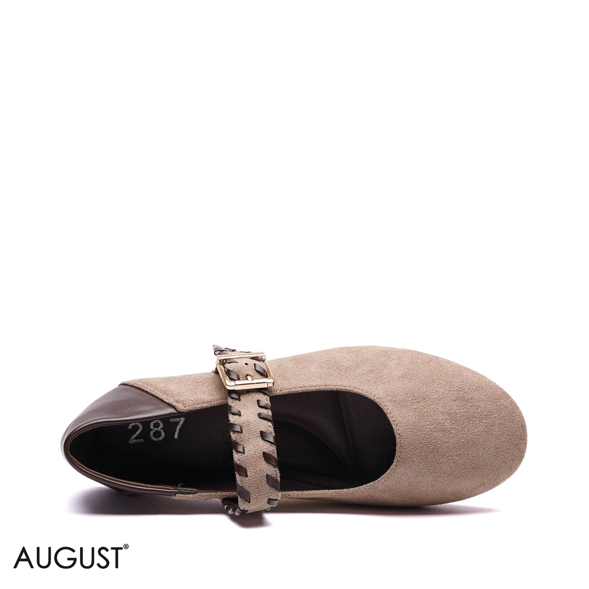 WOVEN STRAP SUEDE MARY JANE BALLET FLATS