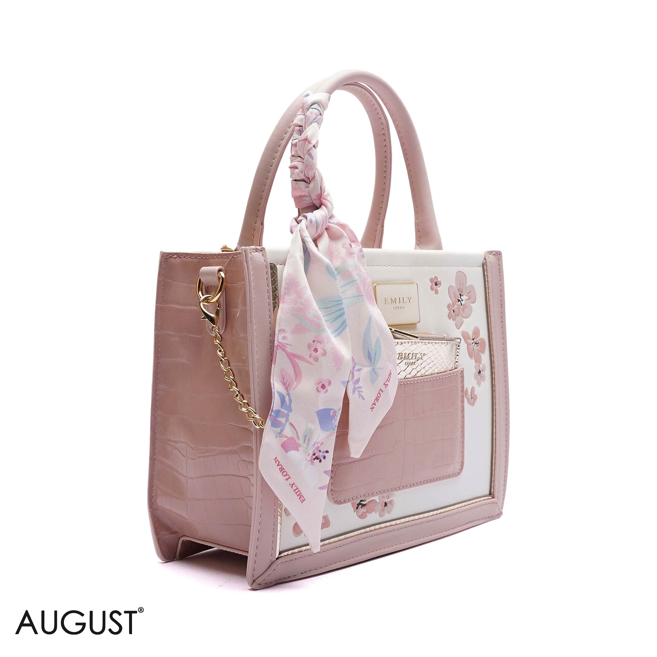 FLORAL EMBROIDERED HANDBAG WITH POUCH - SMALL