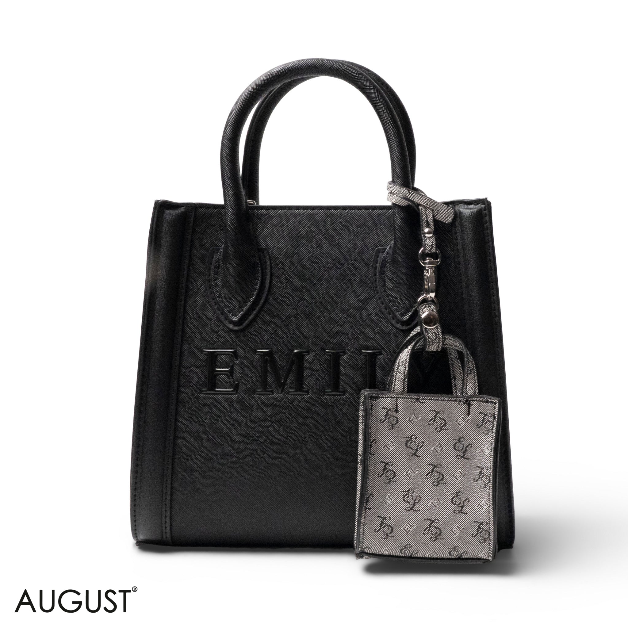 EMILY LOGO EMBOSSED LEATHER HANDBAG WITH MINI WALLET- SMALL