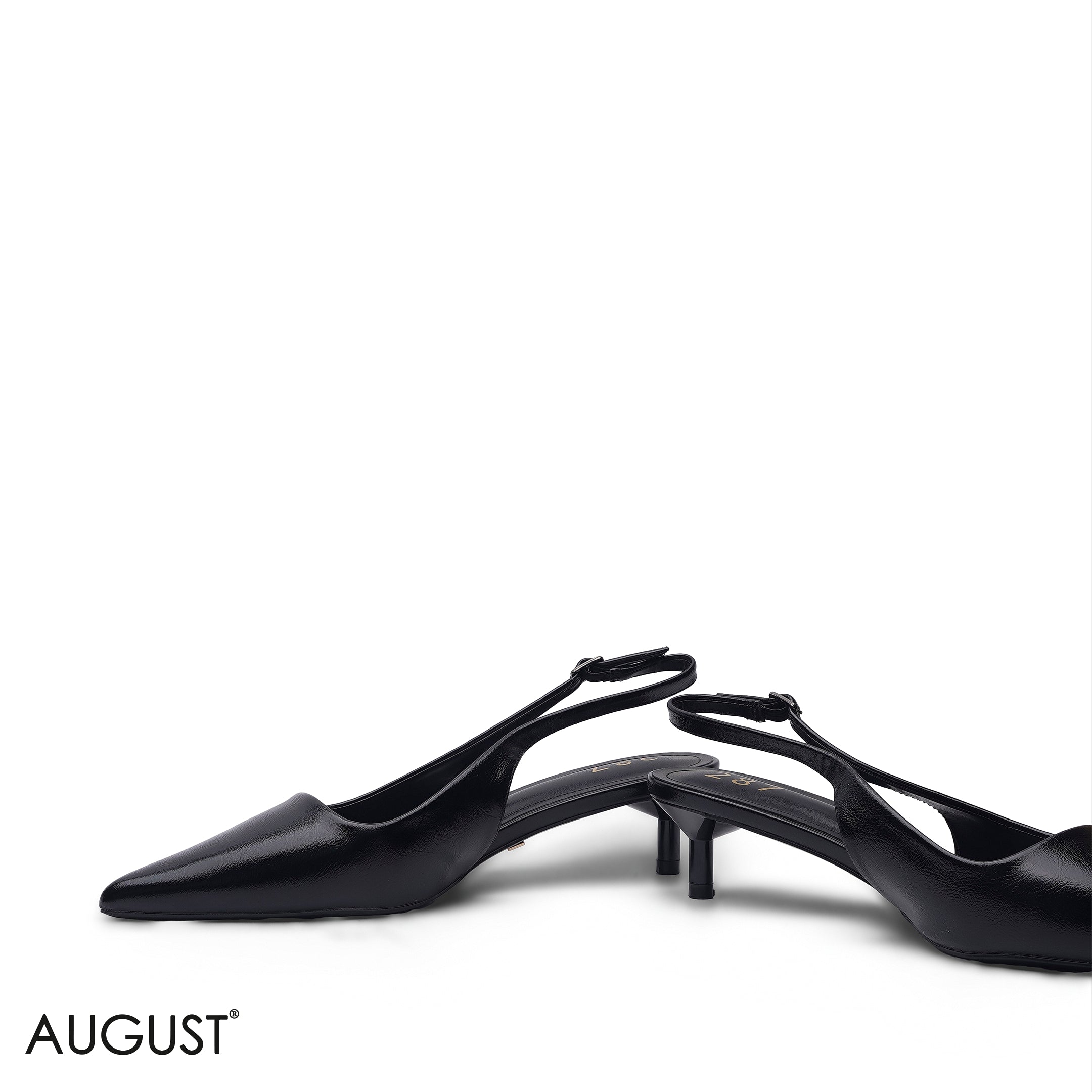 BLACK KITTEN HEEL SLINGBACK
