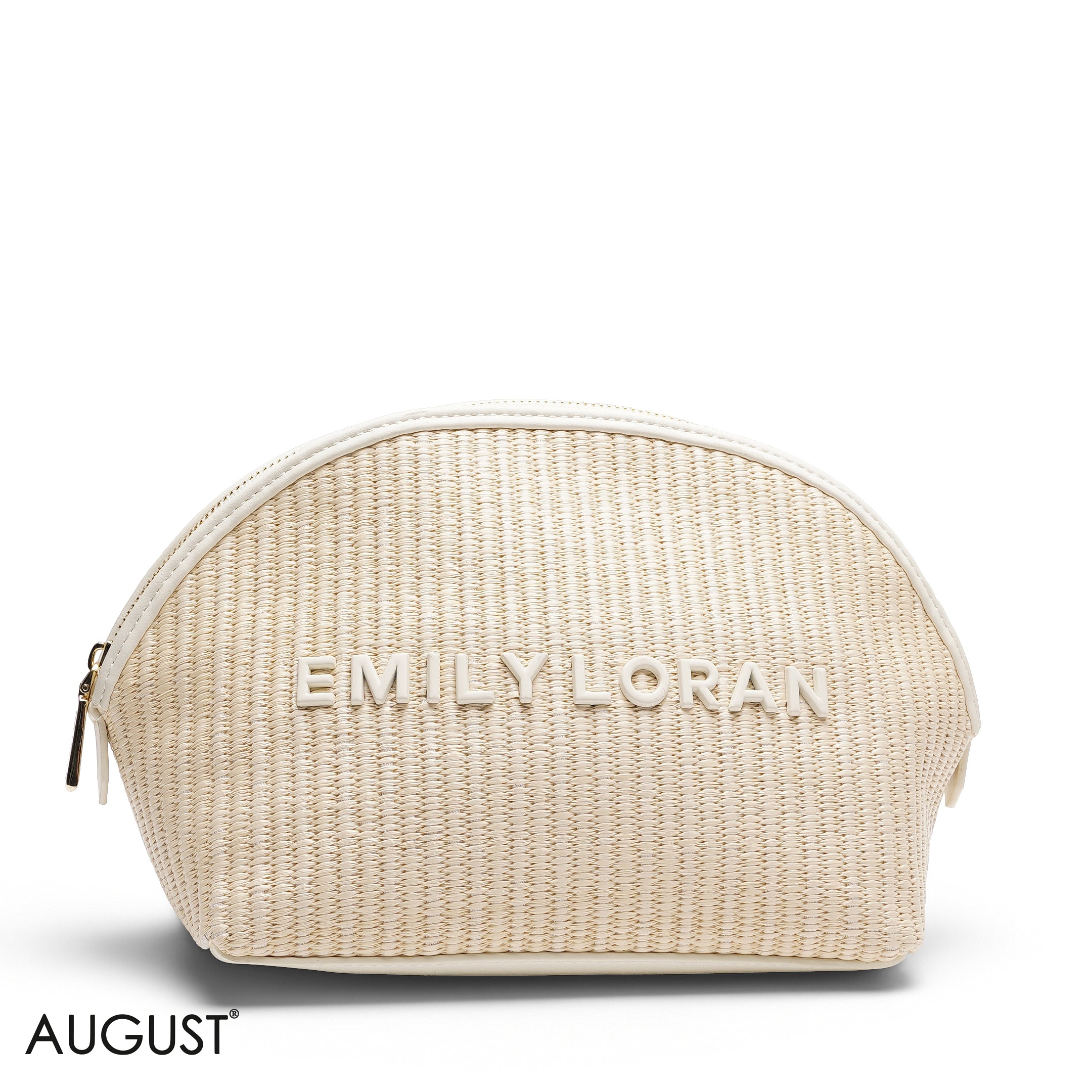 BEIGE MAKEUP BAG WITH EMBOSSED LOGO