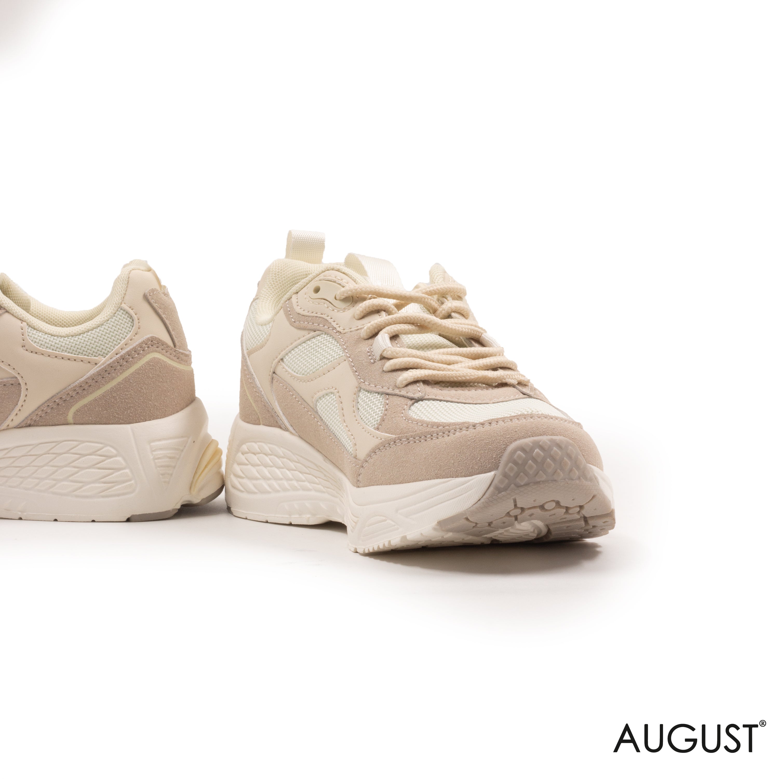 CHUNKY LEATHER SNEAKERS WITH FABRIC DETAIL