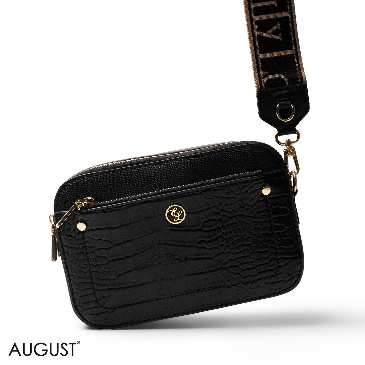 CROC LEATHER CROSSBODY WITH SNAKE DETAIL TOUCH - SMALL