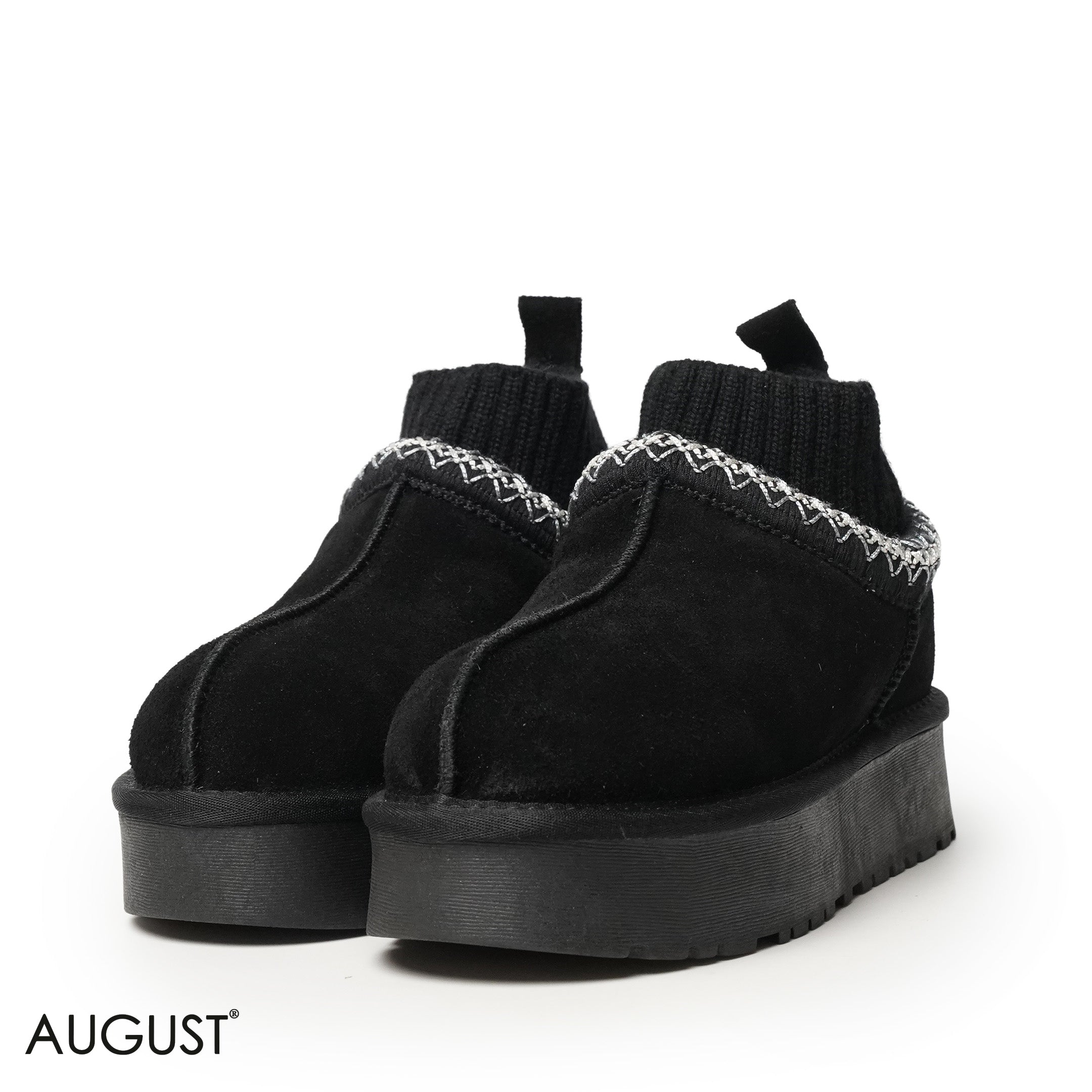 BLACK SUEDE LEATHER WITH SOCK ANKLE UGGS