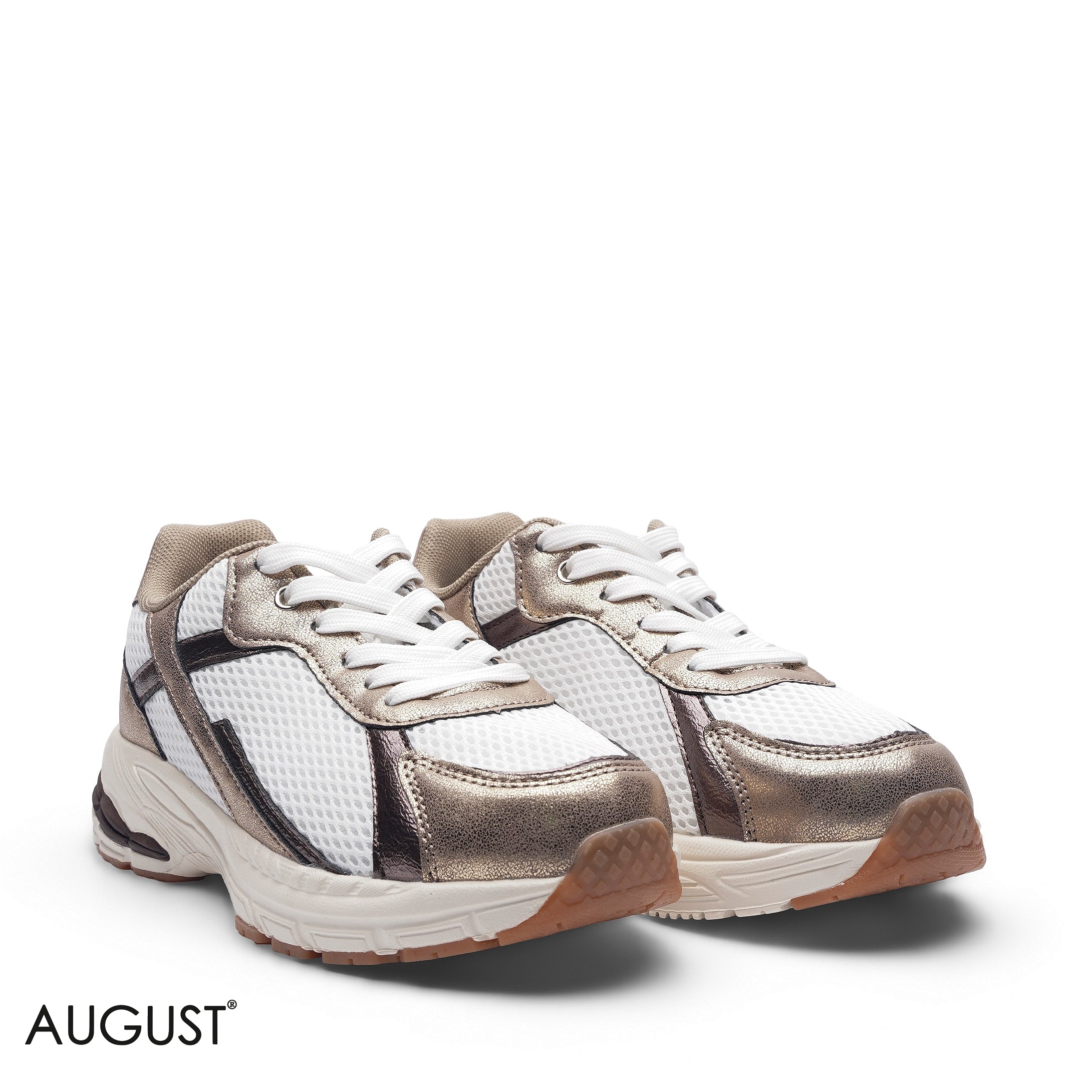 ELEGANT BRONZE METALLIC MESH RUNNING SNEAKER