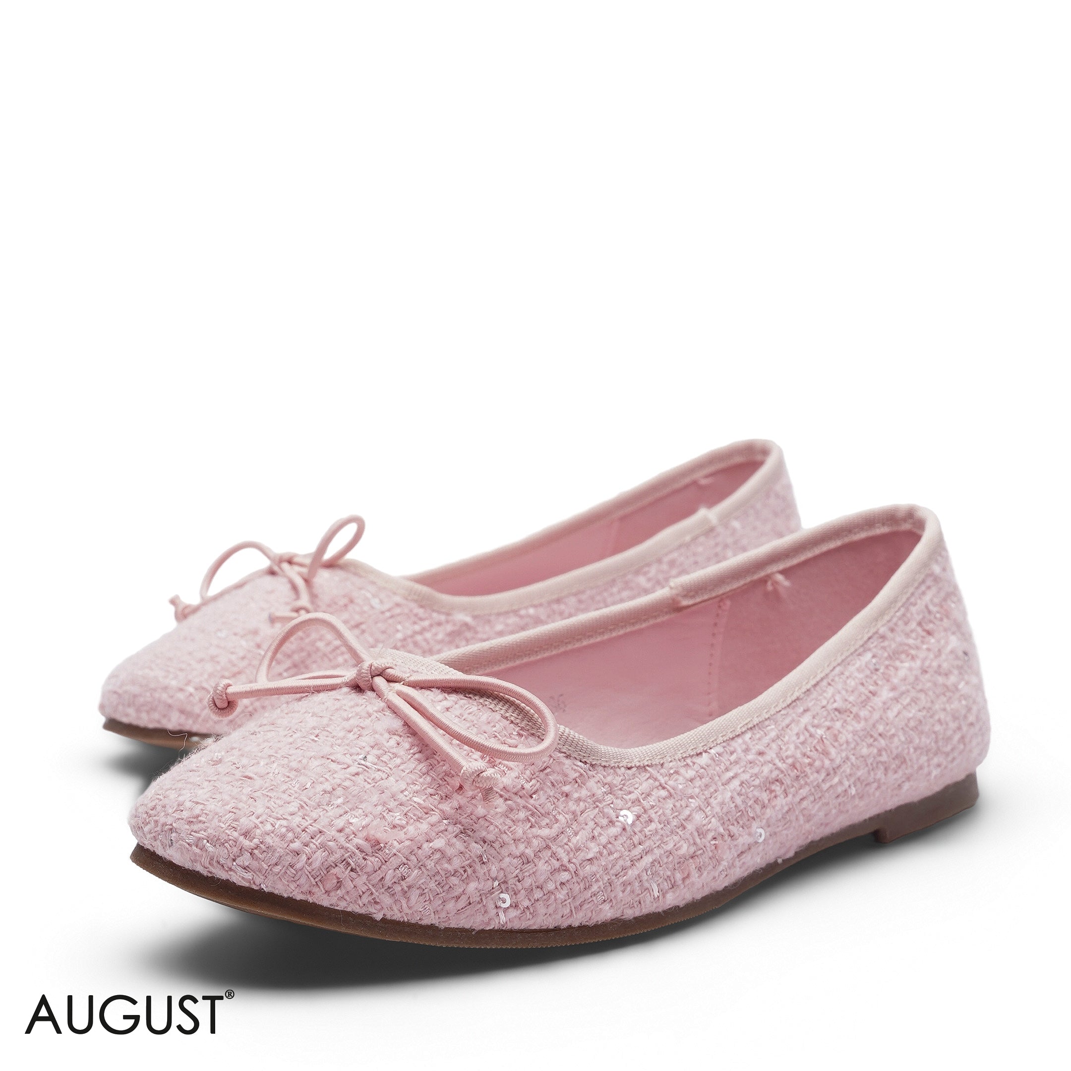 ELEGANT PINK TWEED SLINGBACK FLAT