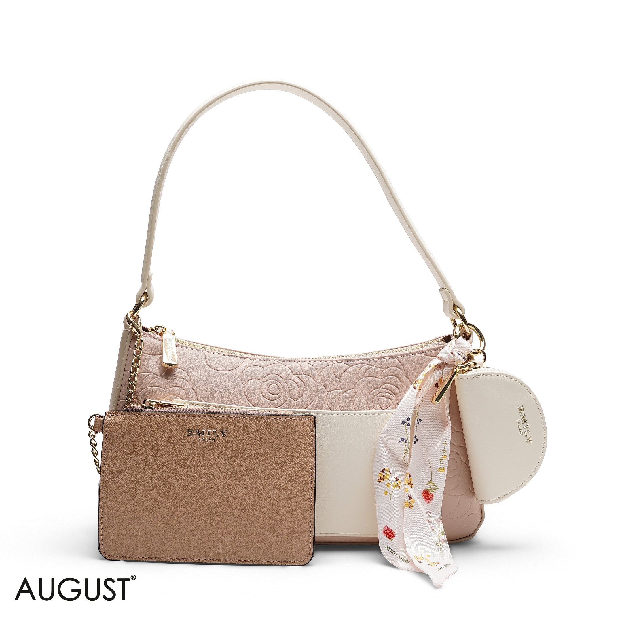 EMBOSSED MULTI-POUCH SHOULDER BAG SET