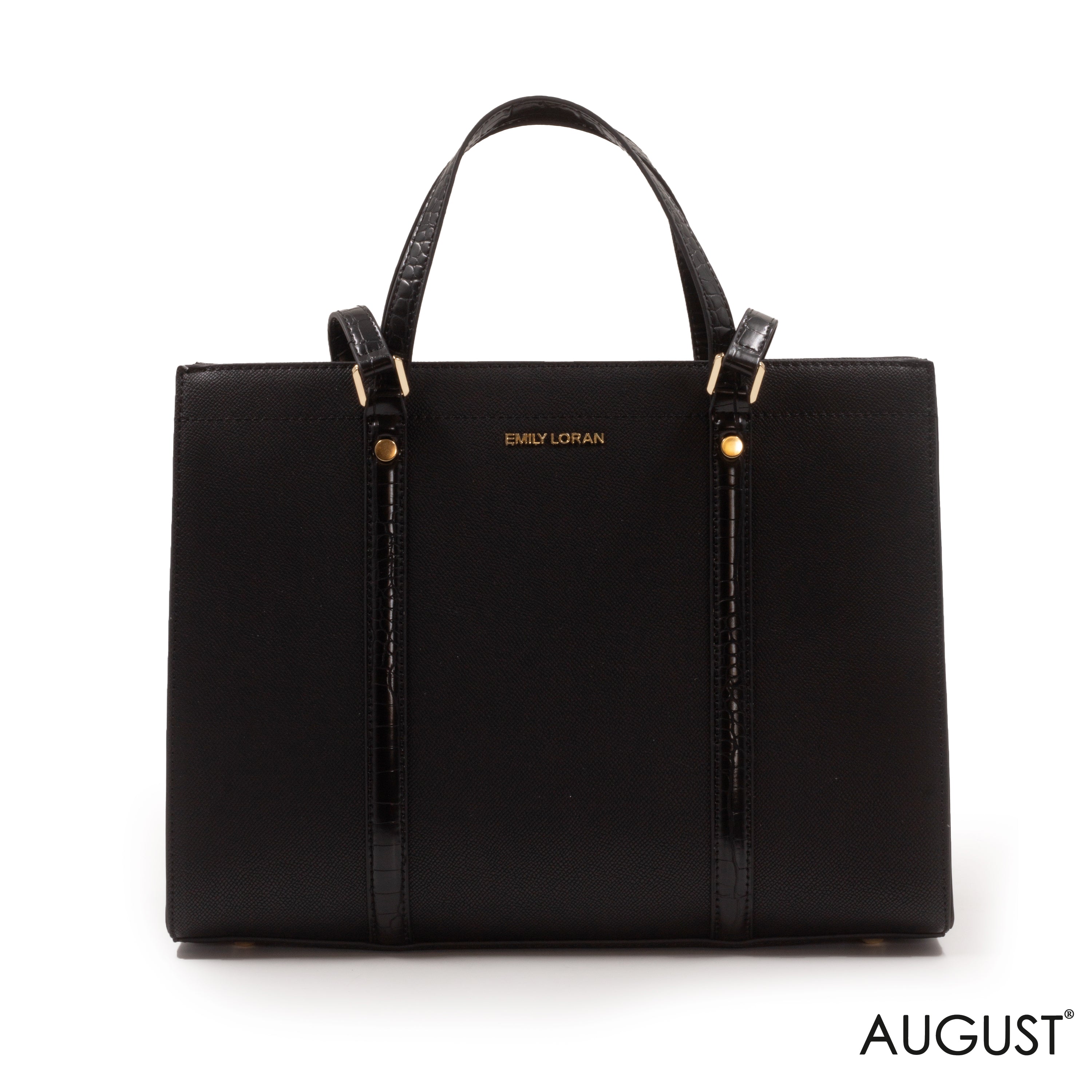 BLACK EMILY LORAN HANDBAG WITH BLACK LEATHER TRIM -LARGE