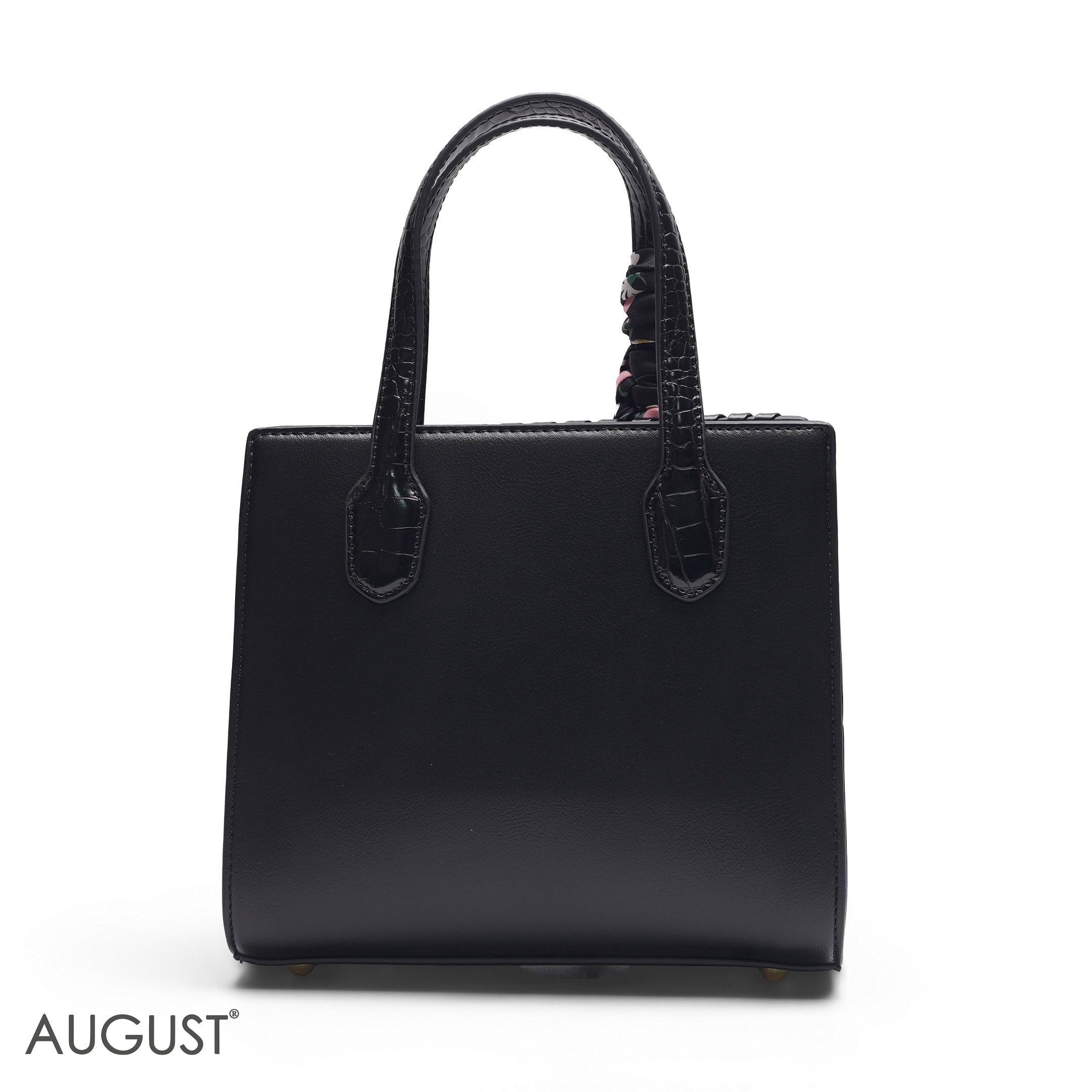 BLACK TOTE WITH CROCODILE POUCH