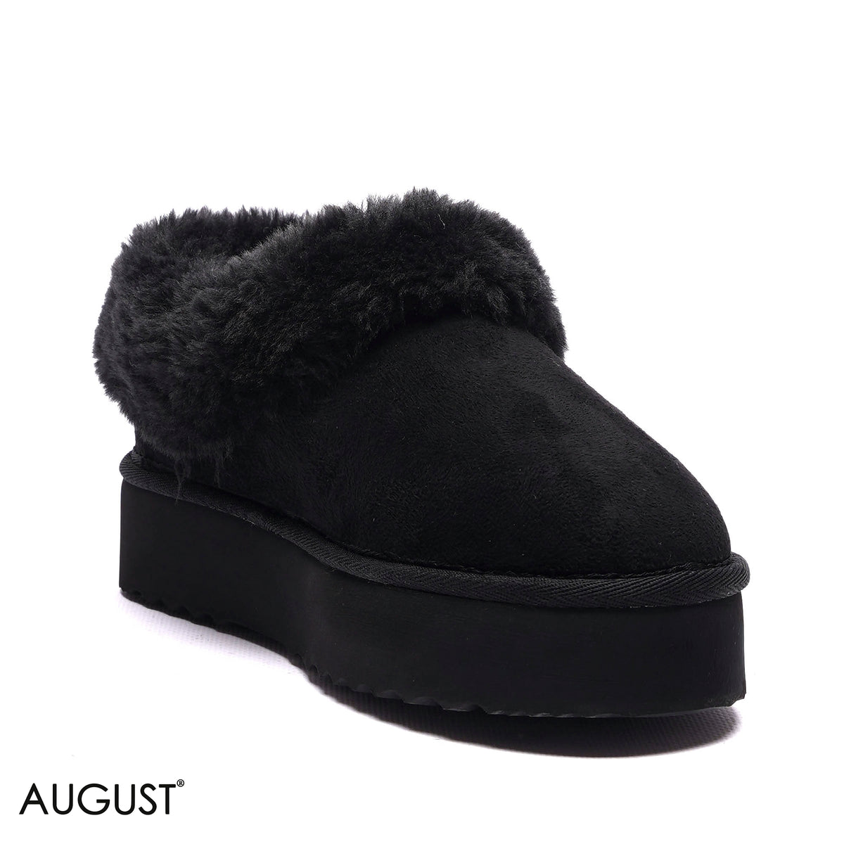 PLATFORM FAUX-FUR SUEDE ANKLE BOOTS