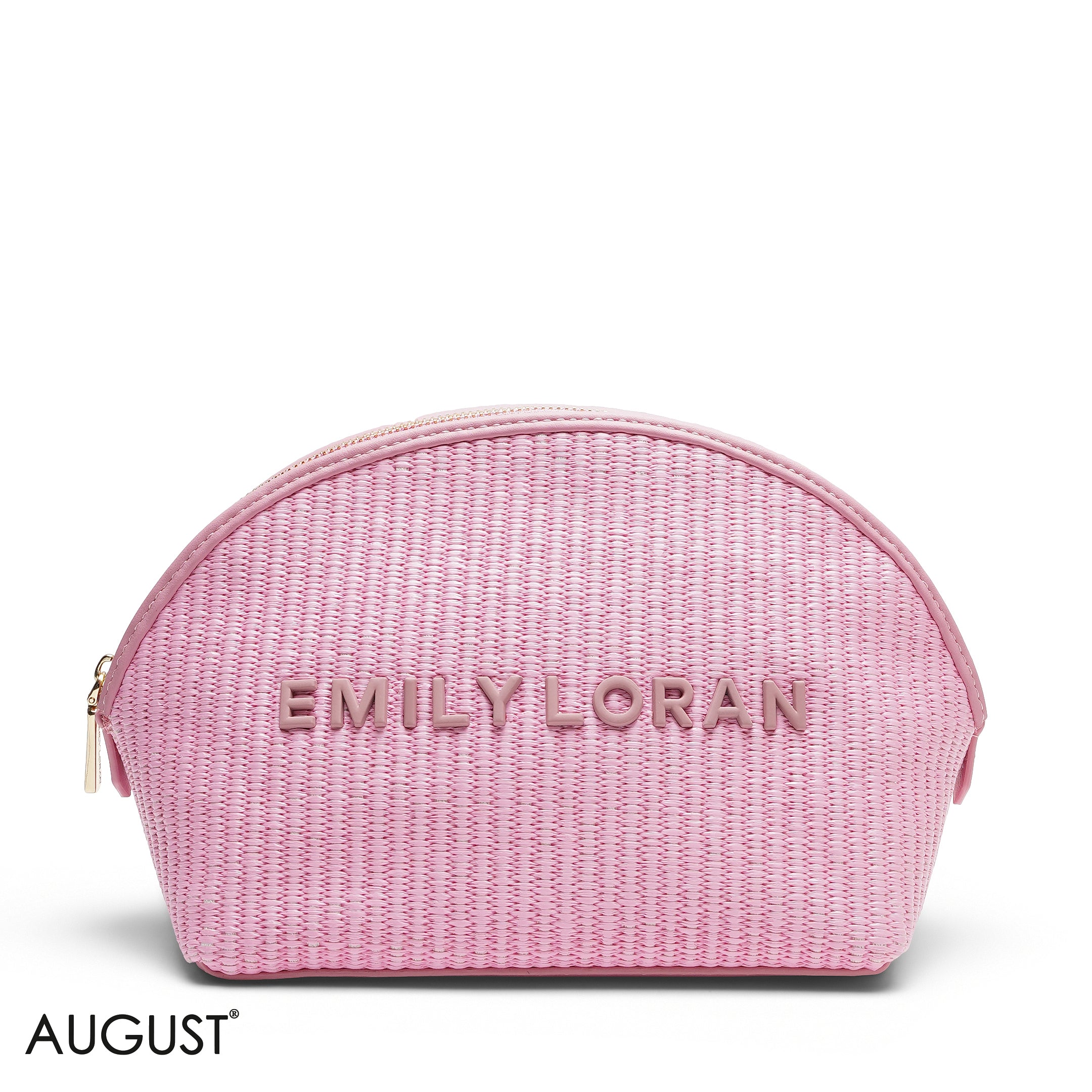 CHIC STRIPPED MAKEUP BAG WITH EMBOSSED LOGO